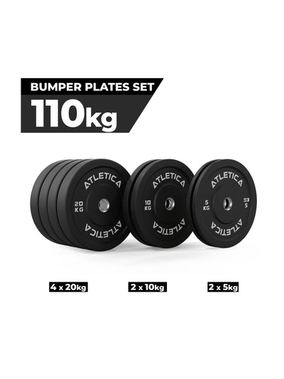 Hantelscheiben Bumper Plates: 110 kg Hantelscheiben Set bestehend aus 2x 5 kg ∣ 2x 10 kg ∣ 4x 20 kg | 50 mm