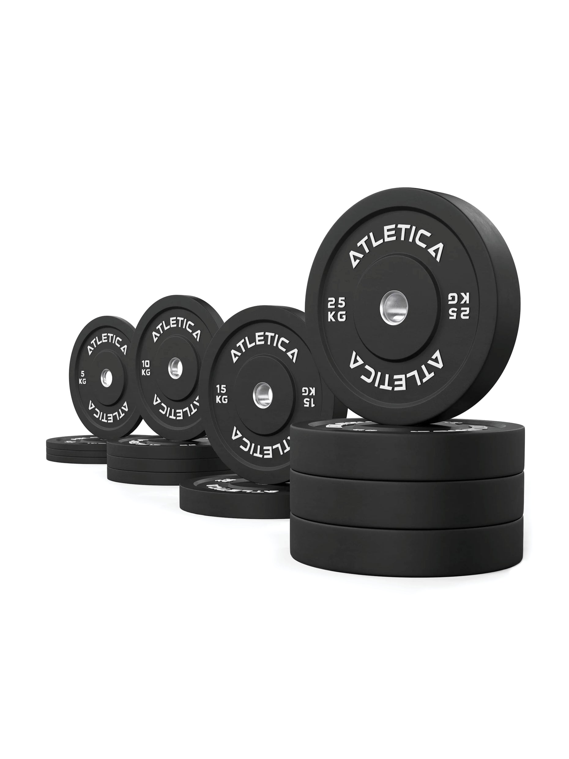 Bumper Plates Gewichte:190 kg Gewichtsscheiben bestehend aus 4x 5 kg ∣ 4x 10 kg ∣ 2x 15 kg ∣ 4x 25 kg | 50 mm