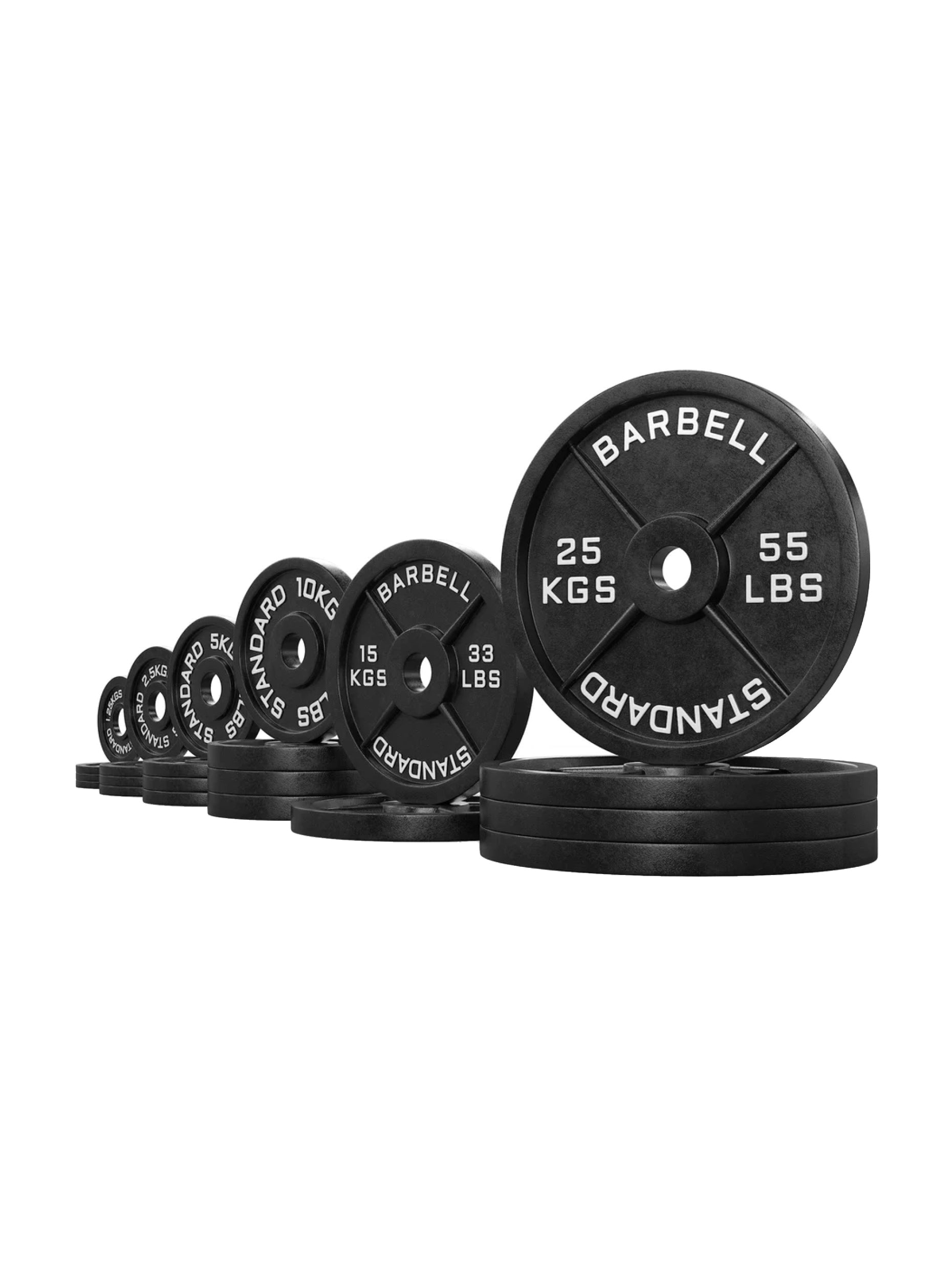 Gewichte Iron plates: Hantelscheiben Gusseisen Set 205 kg Iron Plates Set | Bestehend aus 4x1.25kg | 4x2.5kg | 4x5kg | 4x10kg | 2x15kg | 4x25kg