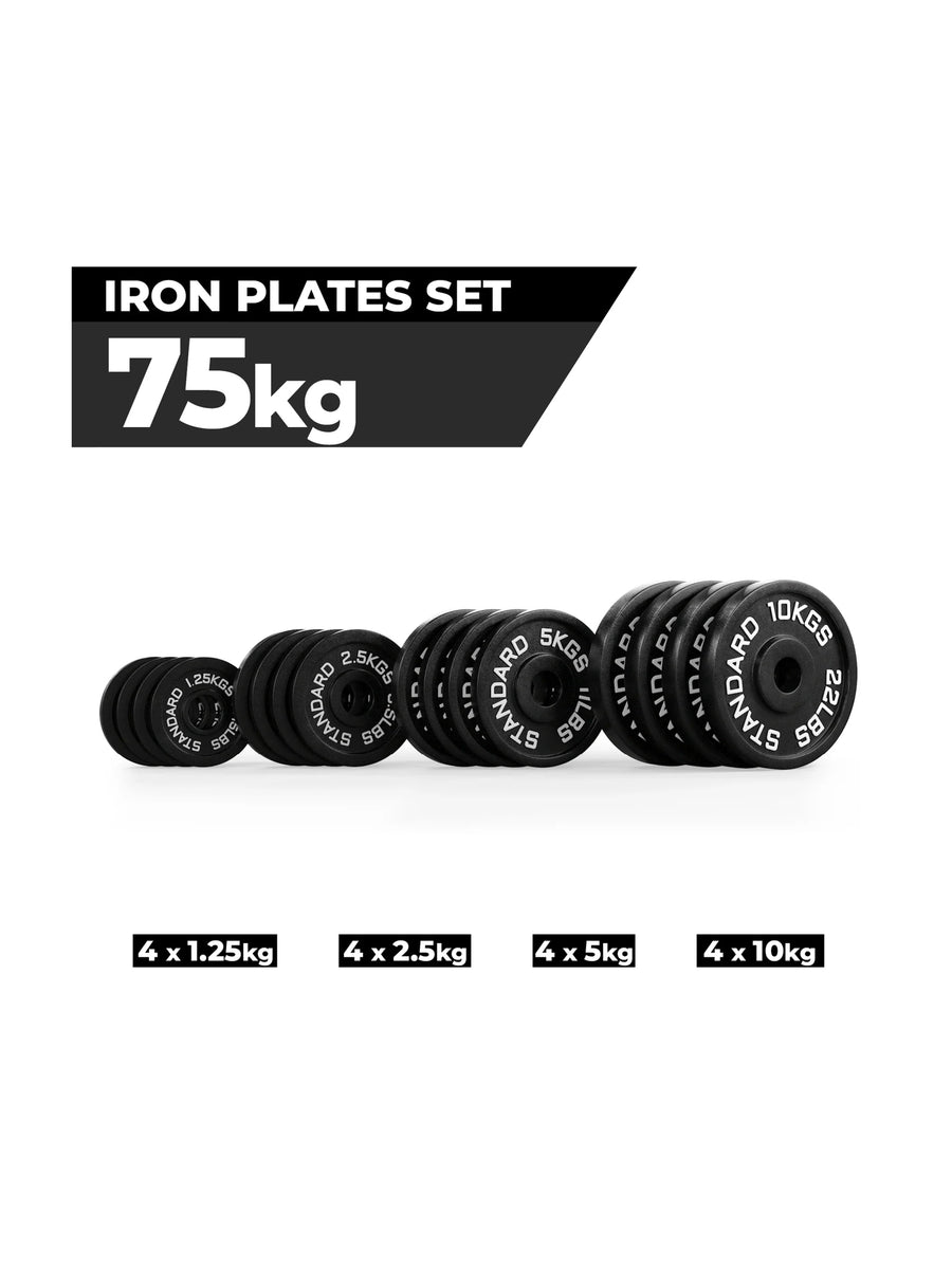 Hantelscheiben Iron plates: Iron Plates 75 kg Set, Gusseisen ∣ 50mm ∣ rostresistent