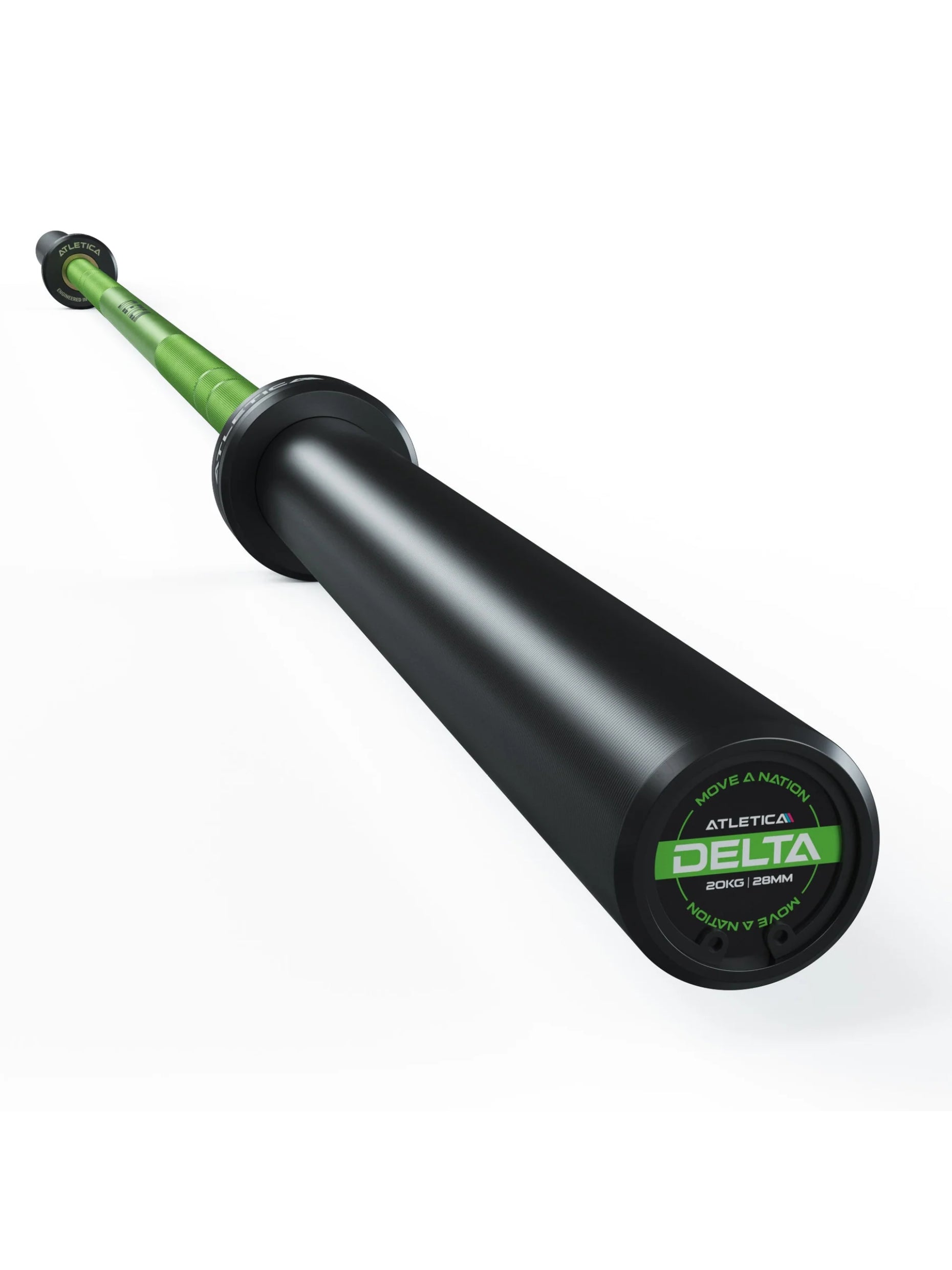 ATLETICA Langhantel Delta Set: Delta Hybrid Stange| 75kg Hantelscheiben | Alu-Hantelverschlüsse | Für Gewichtheben, Powerlifting und CrossFit, #material_electric-green