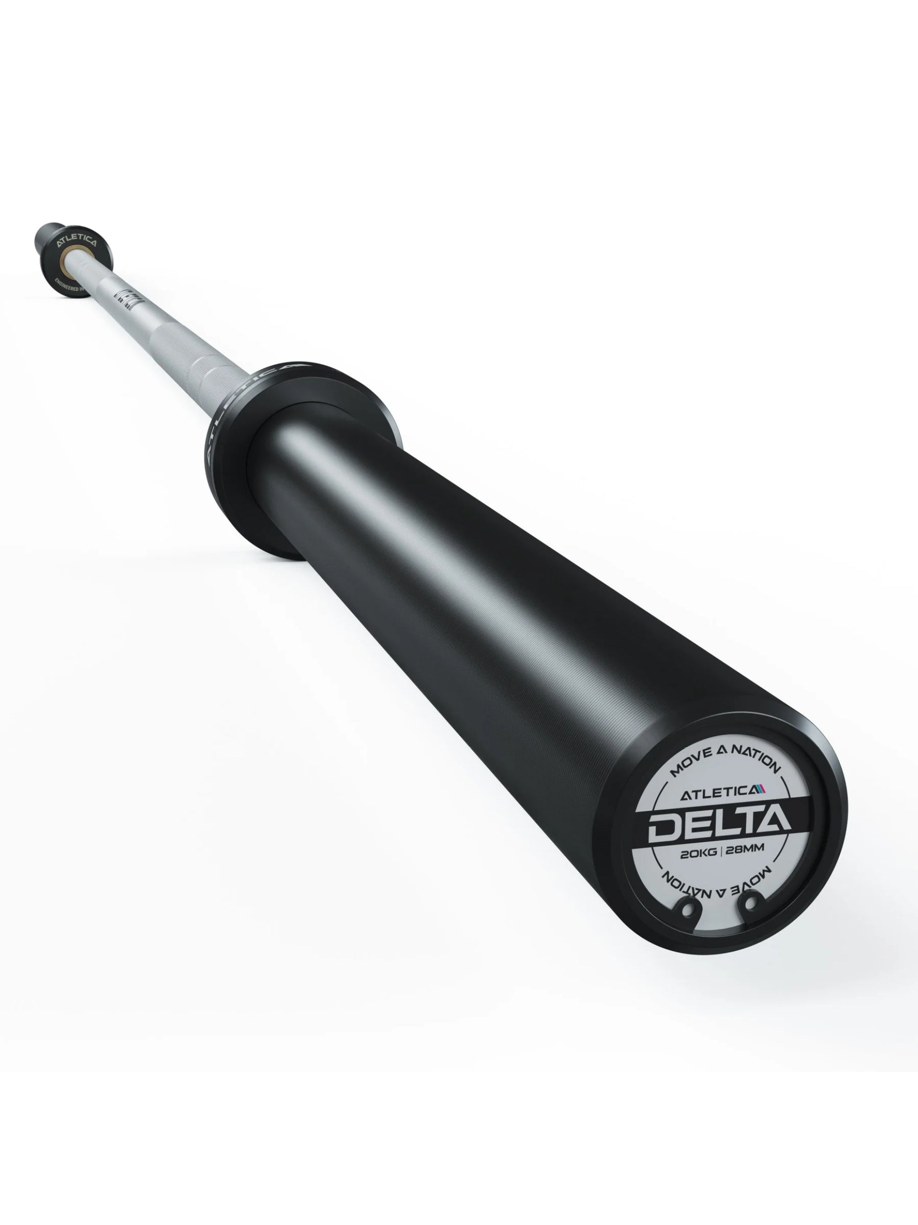 ATLETICA Langhantel Delta Set: Delta Hybrid Stange| 75kg Hantelscheiben | Alu-Hantelverschlüsse | Für Gewichtheben, Powerlifting und CrossFit, #material_white