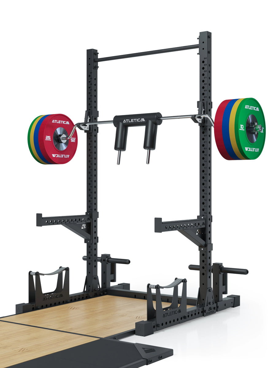 Safety Squat Bar: Sichereres/gelenkschonendes Kniebeugen | Angenehme Griffe/Polster | Entlastet Schultern/Rücken