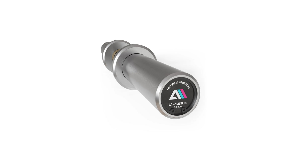 Atletica L1 Olympia Halterstang, 37 cm lang, 50 mm diameter, studiokwaliteit, 190.000 psi, zeer robuust, verchroomd, met kogellagers, 4 kg