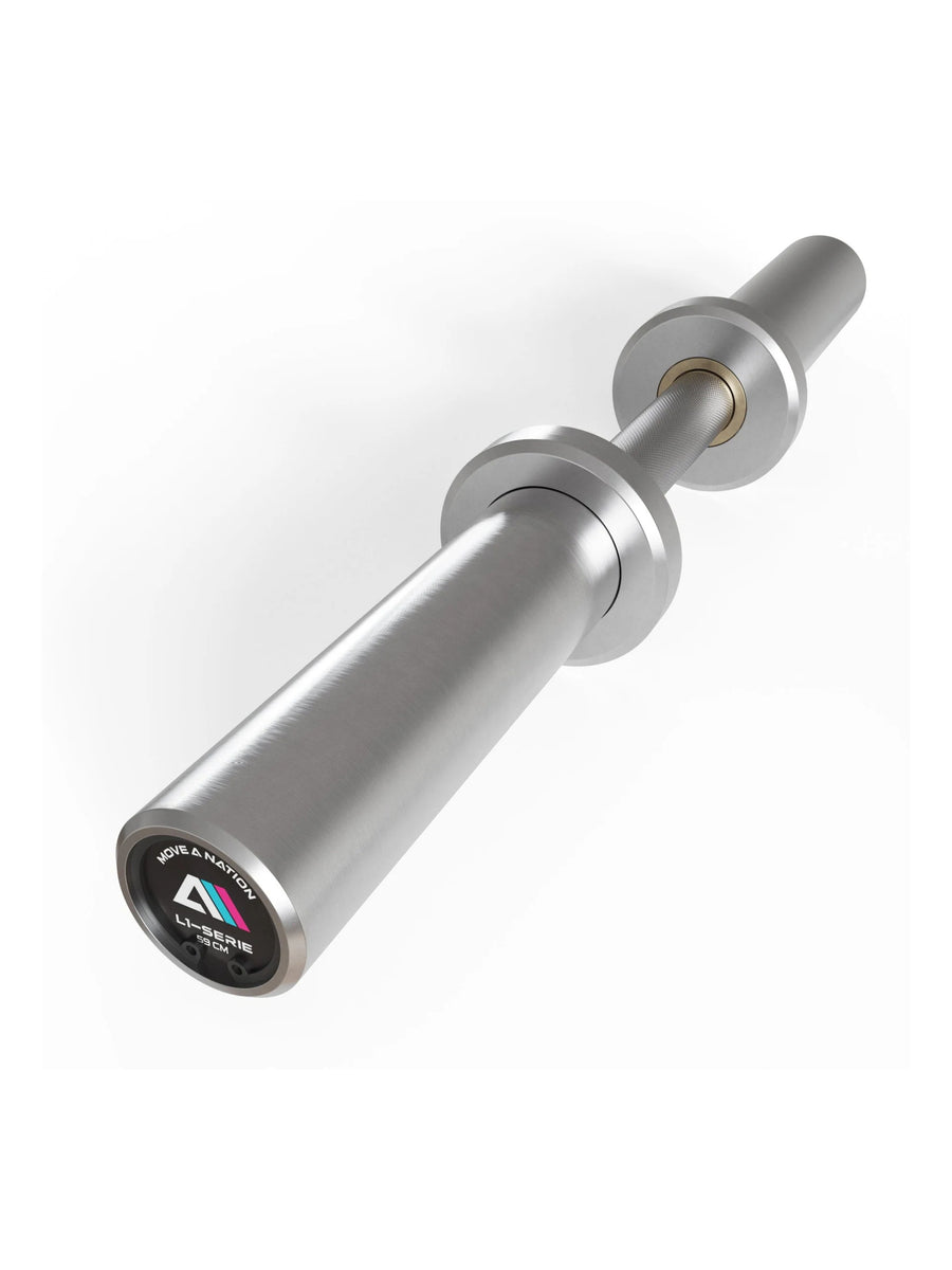Kurzhantel Olympia L1: 59cm Länge, Hantelstange mit Ø 50 mm | Studioqualität | 190.000 PSI | Hochbelastbar & verchromt | Mit Kugellagern ausgestattet | 4 kg