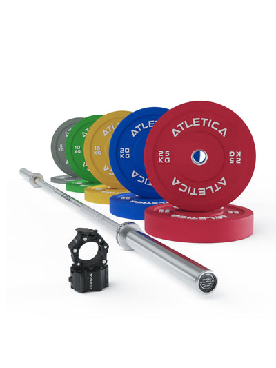 Hantelstangen Set Alpha: Premium Trainings-Langhantel | 150kg Color Bumper Plates | Pro Collars | Qualität und Langlebigkeit