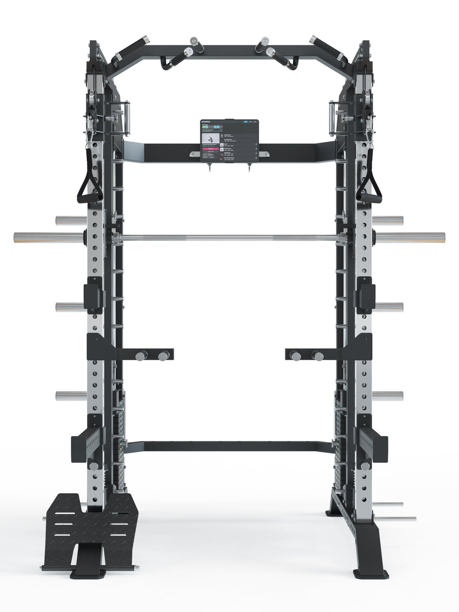 Kraftstation Pro HellRaiser:
Belt Squat Machine inklusive,
Edelstahl Komponenten,
Inklusive Smart Device Halter und umfangreichem Zubehör