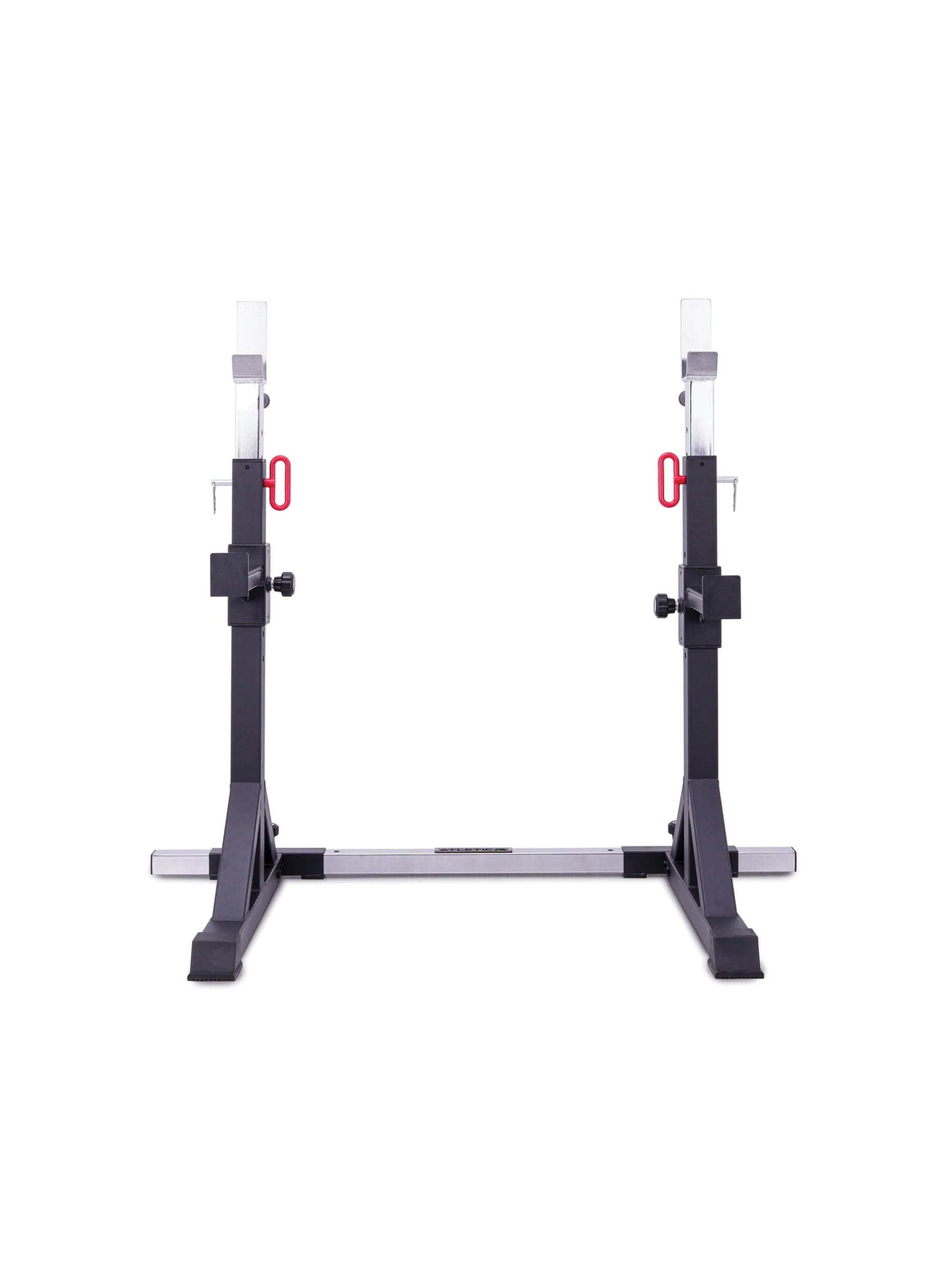 Kraftgerät Kompakter Kniebeugenständer Twin Free Stands – Mit 33 kg leichtem Gewicht, verstellbarer Höhe von 113-163 cm, beeindruckender Traglast von 250 kg und integrierten Notablagen.