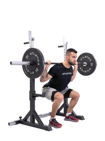 Squat Rack Kniebeugenständer Twin Free Stands – Mit 33 kg leichtgewichtig, höhenverstellbar von 113-163 cm, belastbar bis zu 250 kg, ideal für Back Squats