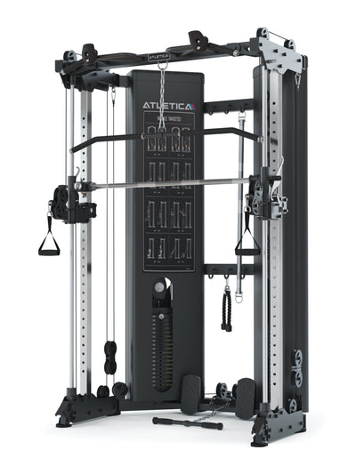Kraftstation: X-Pollux Functional Trainer & Smith Machine mit Steckgewichten | sehr platzsparend, Training ohne Hantelscheiben