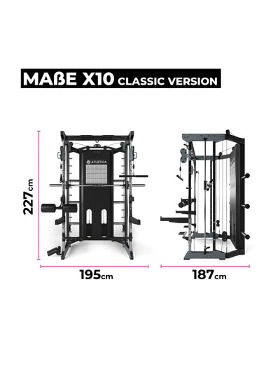 Kraftsttationen X10 Classic Version: ermöglicht ein Ganzkörper-Workout, Dip-Barre, Spotter Arme, Trizepsseil inkl.