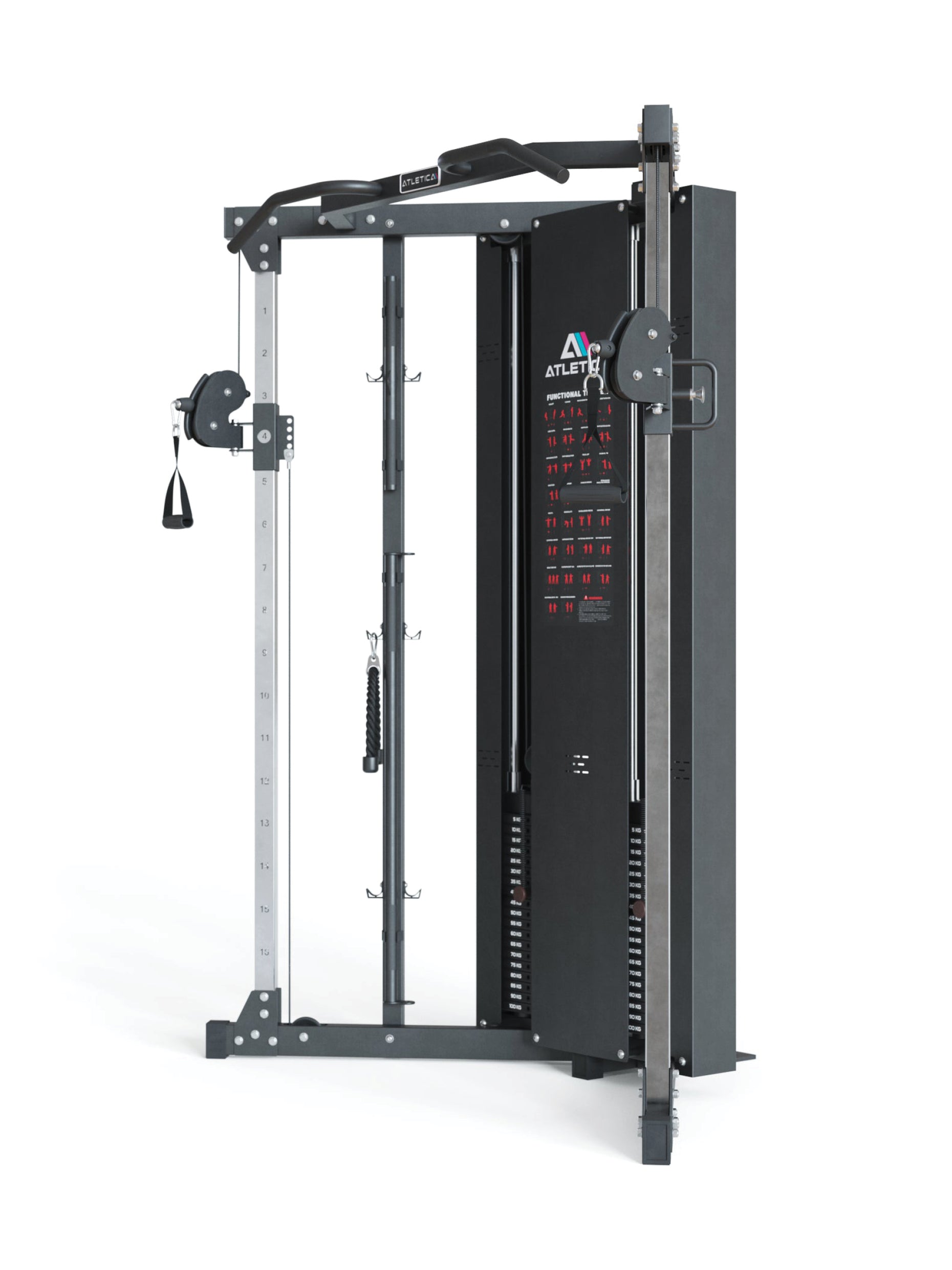 Kabelzug Kraftstation X-Five: 180kg Steckgewichte, 2:1 Übersetzungsverhältnis, Cable-Cross-Mechanismus mit 20 Höhenverstellungen, Hochwertige Kugellager-Führungsrollen, #size_195-cm