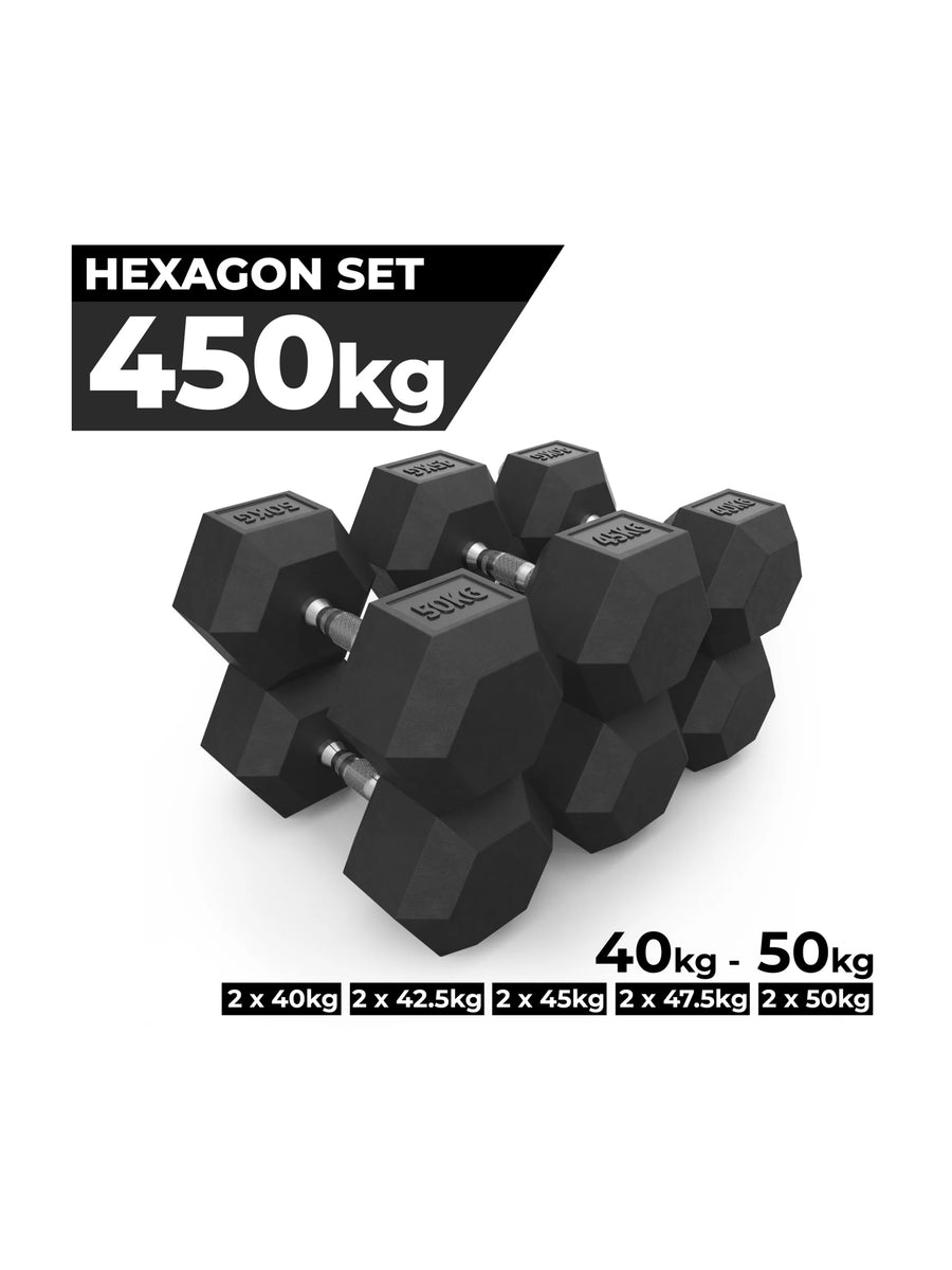Hexagon Kurzhanteln: Hexagon SET 40kg-50kg, PVC Kurzhanteln