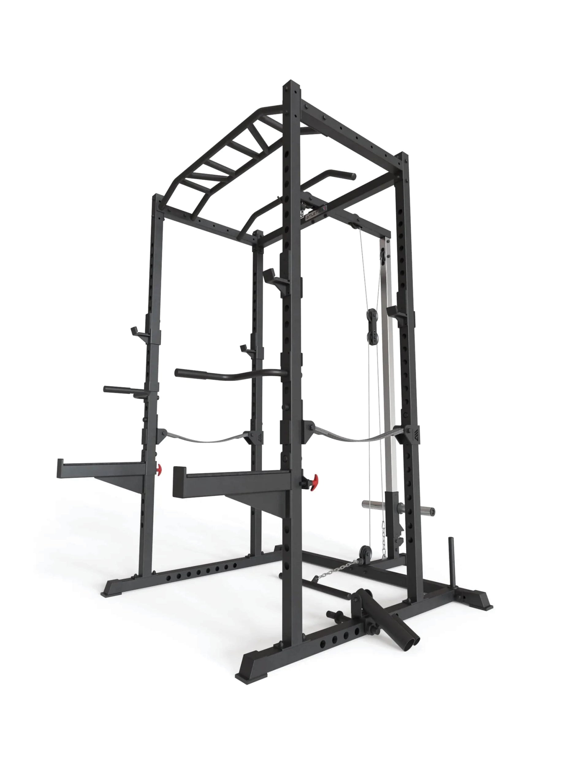 Power Rack mit Vollausstattung R5 Combat,  Platzsparende All-in-One-Lösung für das Krafttraining mit Hantelbank und Gewichten zu Hause, #size_213-cm