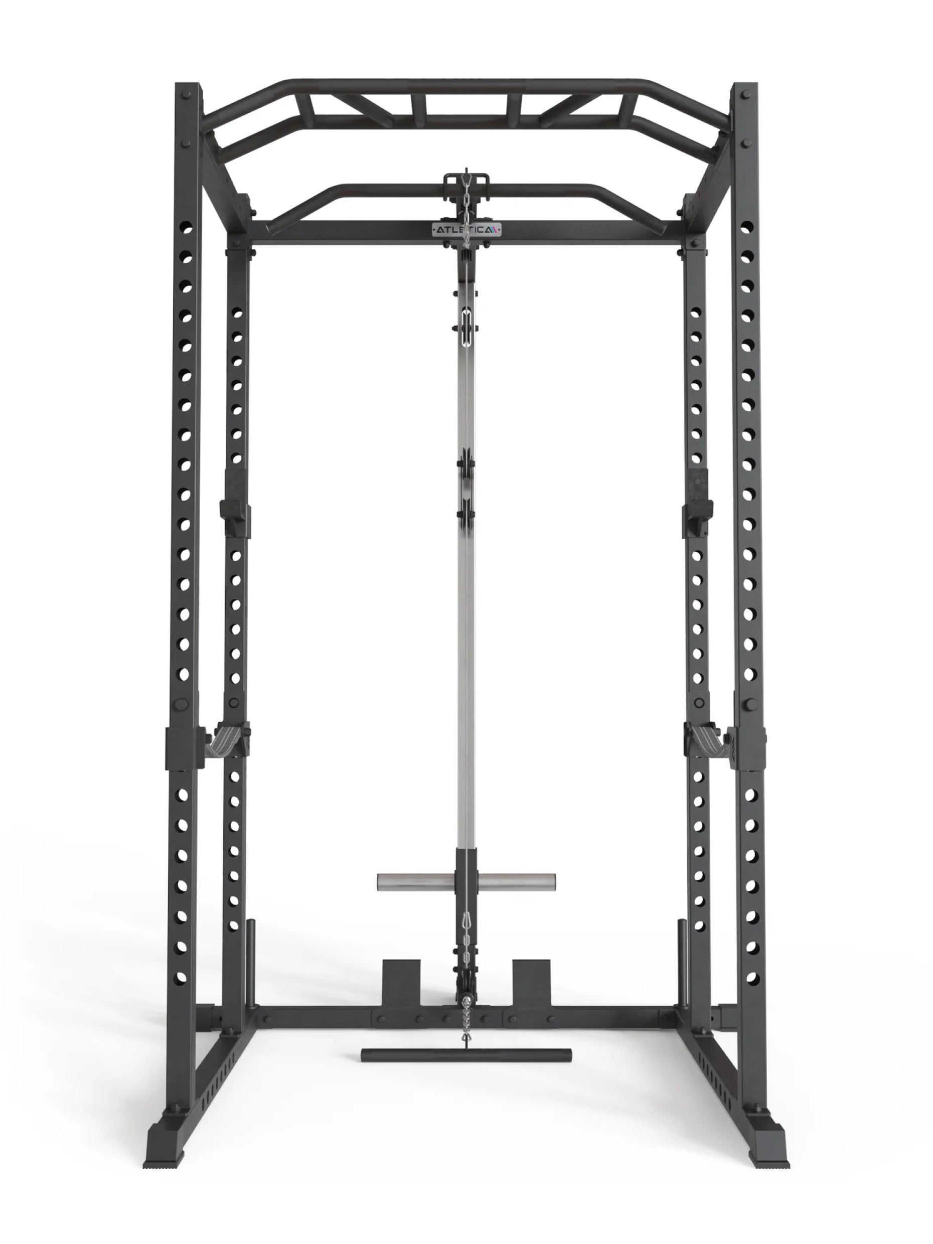 Power Rack Vega R5 Serie: Power Rack mit Latzug, Multi-Grip Pull-Up Bar, Pin-and-Pipe-Safeties, J-Hooks und Weight-Pins, ideal für Fitnesstraining mit Gewichten und Hantelbank, #size_213-cm