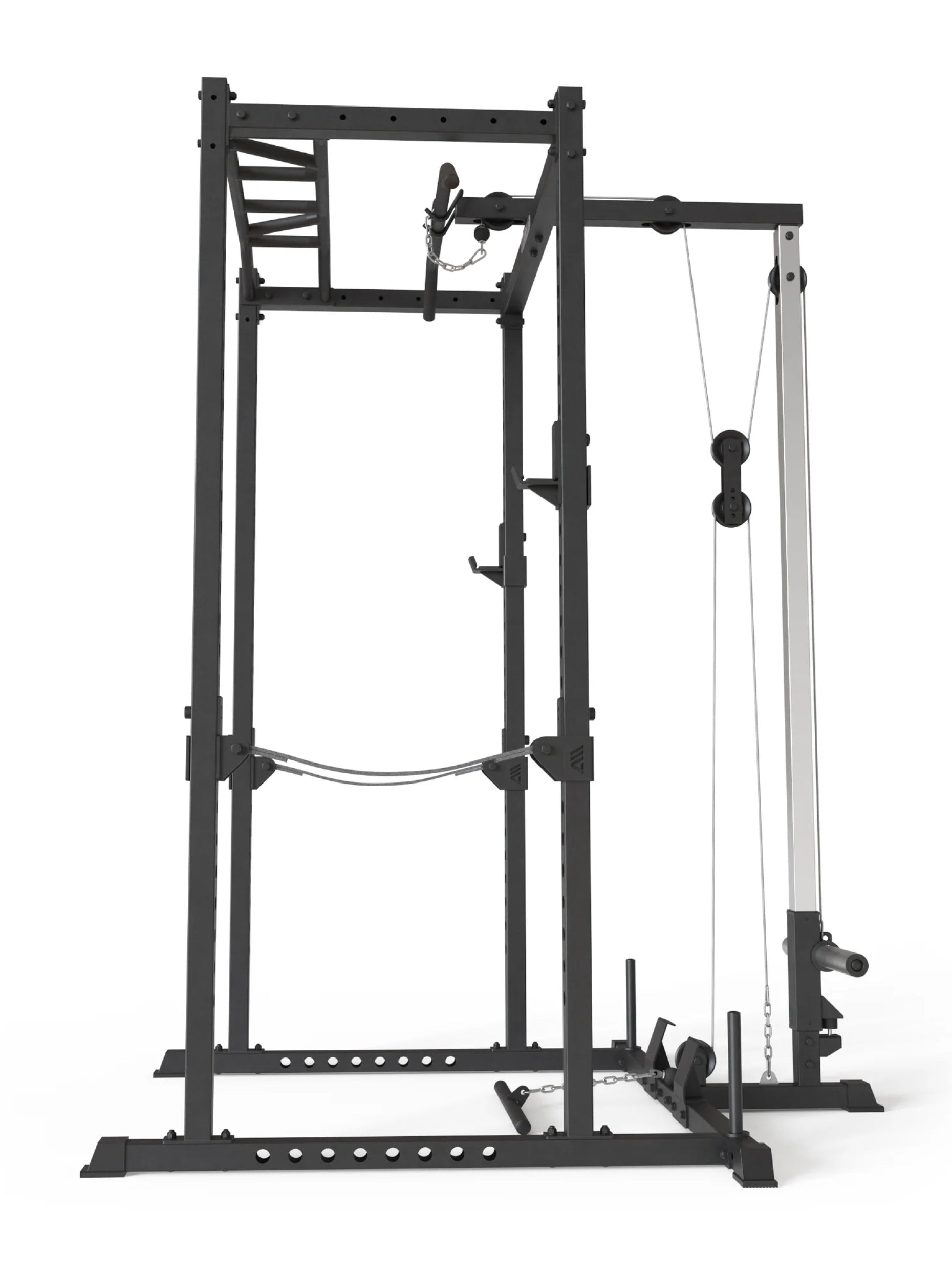 Power Rack Vega R5 mit Latzug:  Multi-Grip Pull-Up Bar, Pin-and-Pipe-Safeties, J-Hooks und Weight-Pins, ideal für Fitnesstraining mit Gewichten und Hantelbank, #size_213-cm