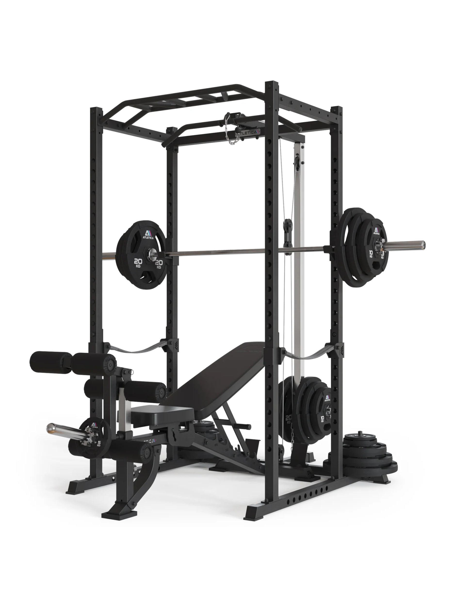 Power Rack Vega R5 Serie: Power Rack mit Latzug, Multi-Grip Pull-Up Bar, Pin-and-Pipe-Safeties, J-Hooks und Weight-Pins, ideal für Fitnesstraining mit Gewichten und Hantelbank, #size_213-cm
