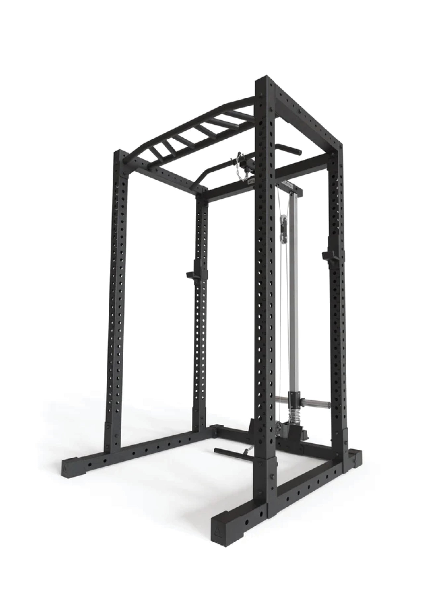 Squat Rack R7-Base Plate mit Latzug & Ruderstation | Multi-Grip Klimmzugstange & J-Hooks | 128 kg Eigengewicht | Modular erweiterbar | in zwei Höhen verfügbar, #size_224-cm
