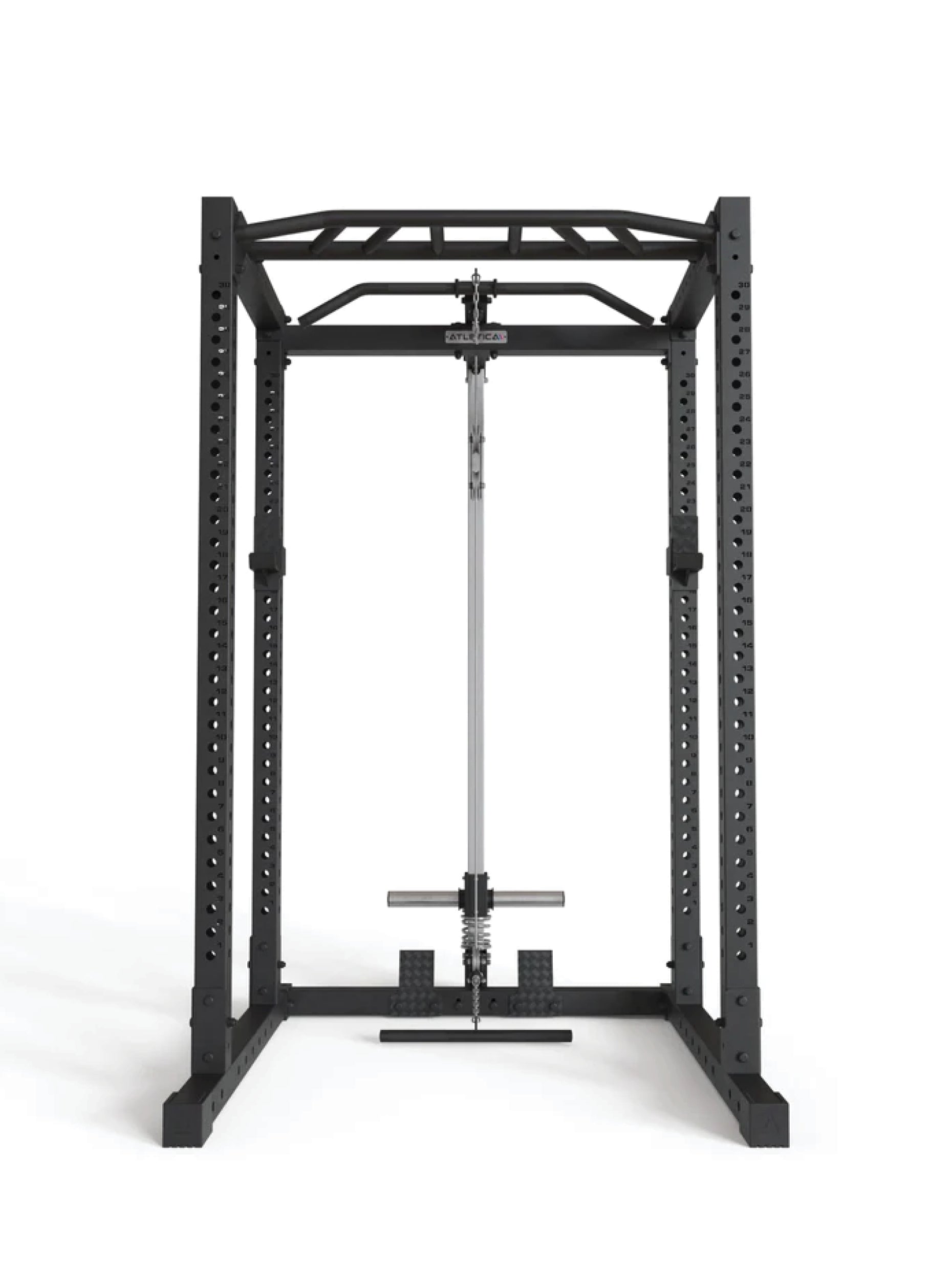 Squat Rack R7-Base Plate mit Latzug & Ruderstation | Multi-Grip Klimmzugstange & J-Hooks, #size_224-cm