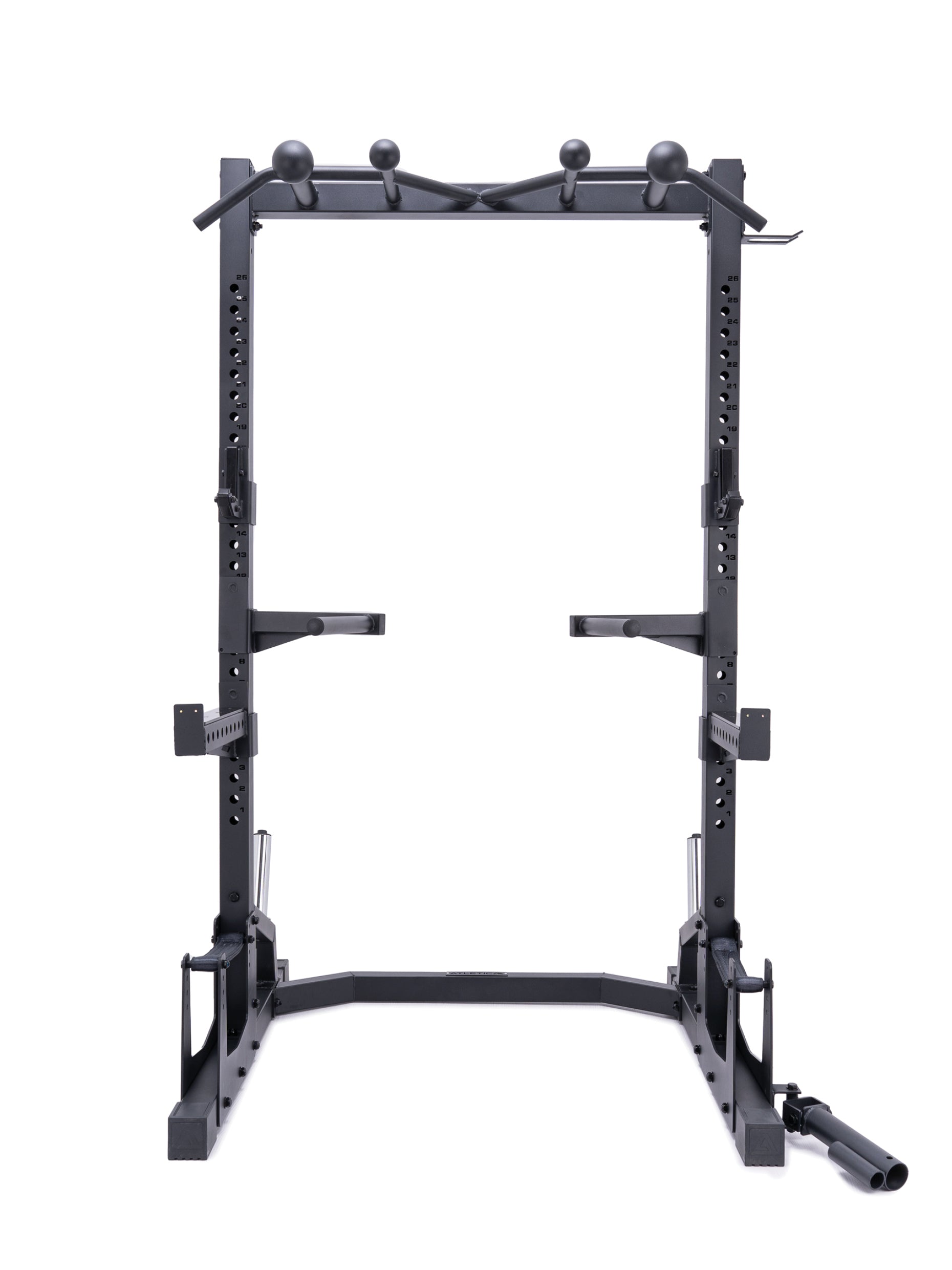 Cage à Squat ATLETICA R7 – 3 Hauteurs (187/203/223 Cm) – Tubes Acier 70x70 Mm – Bras Spotter & Crochets J Inclus – Pour Home Gym - 2