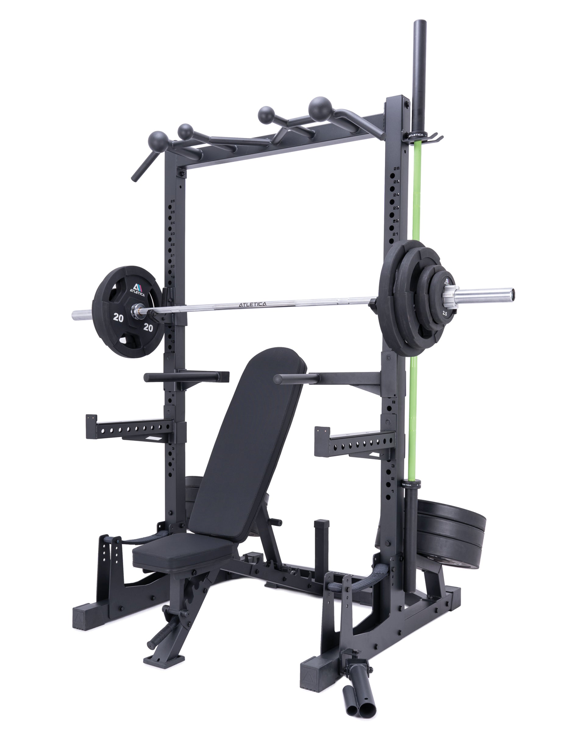 Cage à Squat ATLETICA R7 – 3 Hauteurs (187/203/223 Cm) – Tubes Acier 70x70 Mm – Bras Spotter & Crochets J Inclus – Pour Home Gym - 6