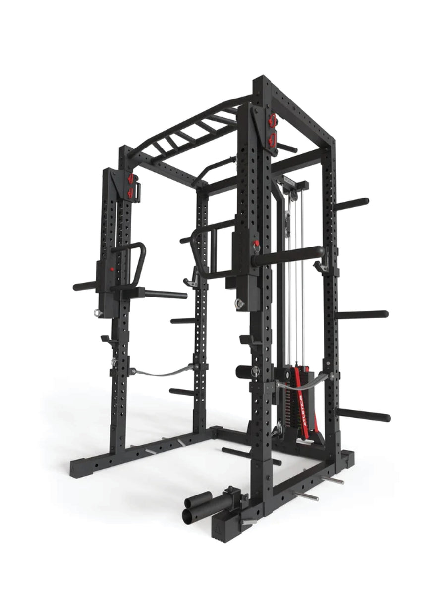 Power Rack R7-Helix: 90kg oder 120kg Stack Weight Squat Rack | Latzug & Jammer Arms | Safety Straps, J-Hooks, Dip & Pull-Up Bar, Landmine | in zwei Höhen verfügbar, #size_200-cm