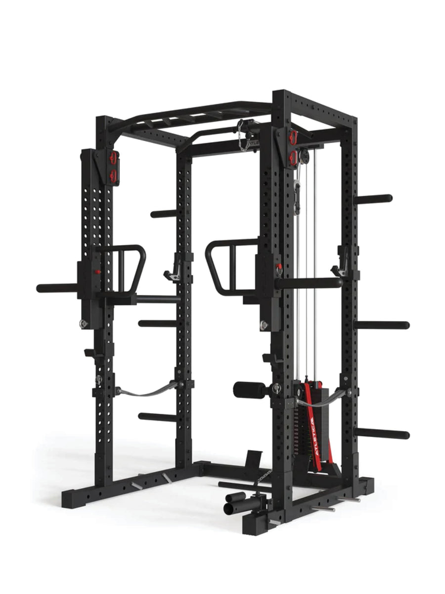 Power Cage R7-Helix: 90kg oder 120kg Stack Weight Squat Rack | Latzug & Jammer Arms, #size_200-cm