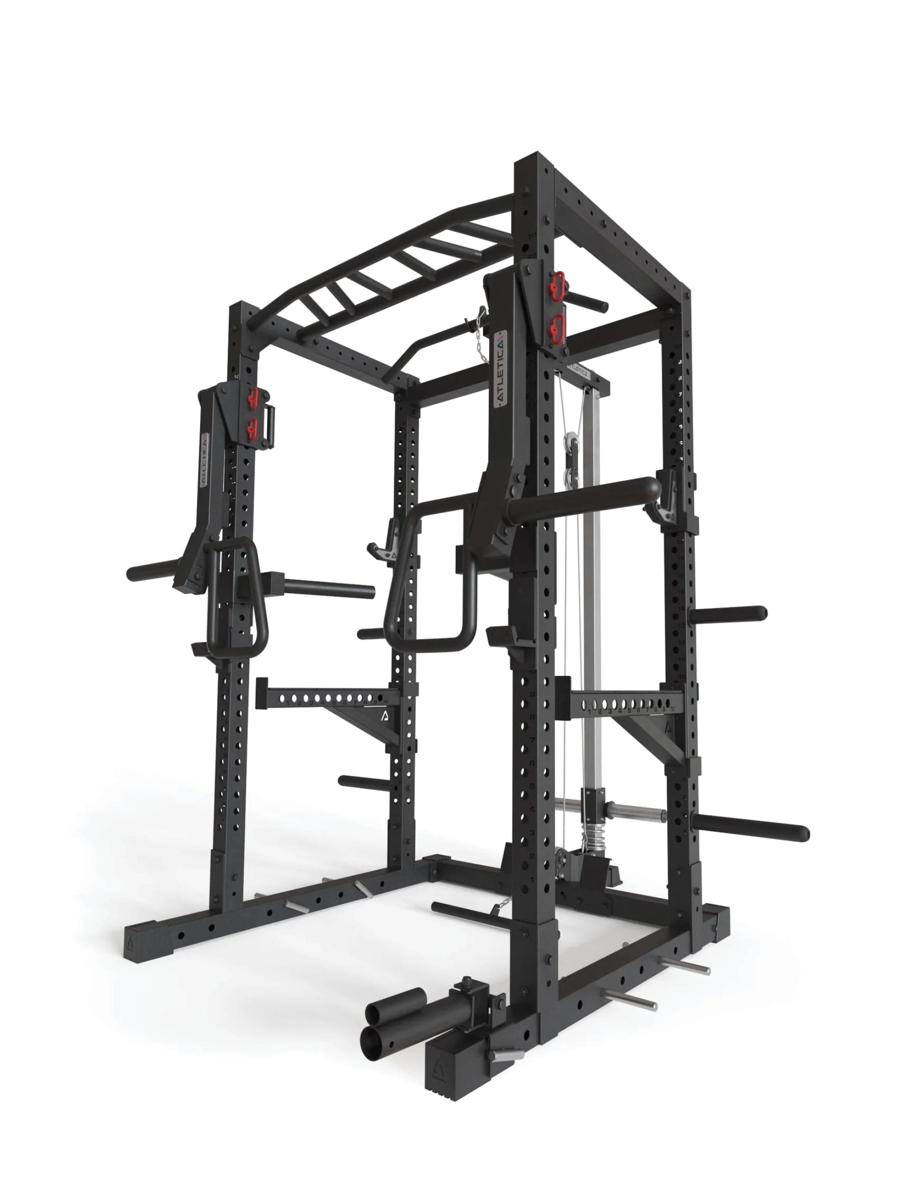 Power Rack R7-Kano: Squat Rack mit Latzug | Ruderstation | Jammer Arms | Klimmzugstange | Dip Bar | Landmine | J-Hooks, Weight-Pins & Band Pegs | in zwei Höhen verfügbar, #size_220-cm