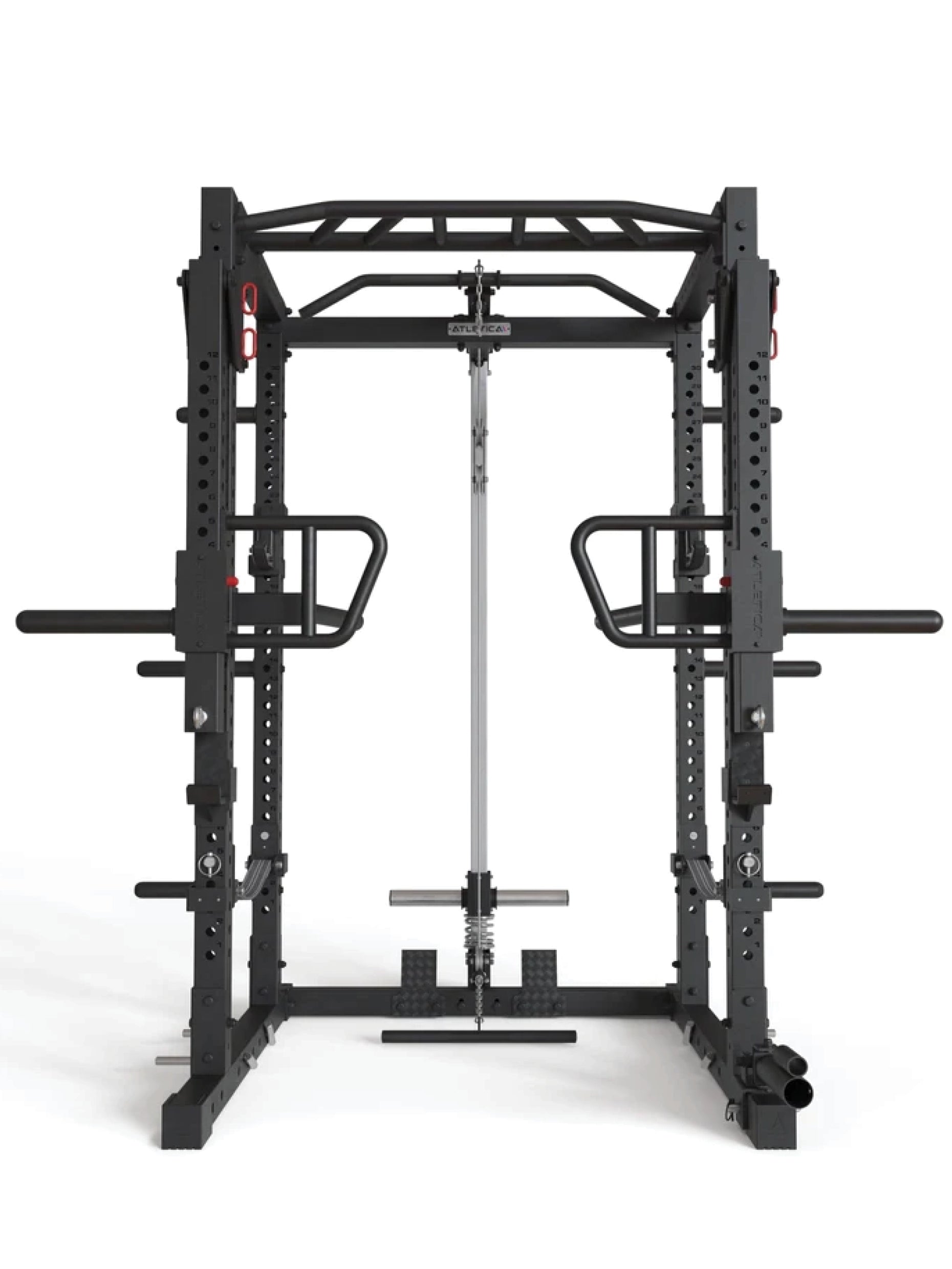 Squat Rack R7-Raiden: mit Kabelzug | Jammer Arms | Safety Straps | Multi-Grip Klimmzugstange | Dip Station | J-Hooks, Weight Pins, Landmine | in zwei Höhen verfügbar, #size_200-cm