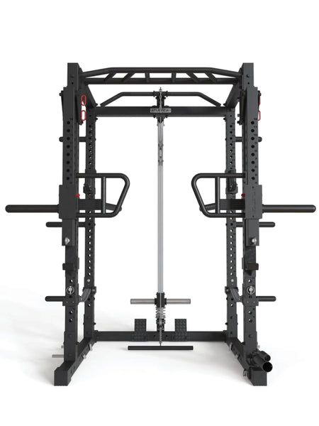 Squat Rack R7-Raiden: mit Kabelzug | Jammer Arms | Safety Straps | Multi-Grip Klimmzugstange | Dip Station | J-Hooks, Weight Pins, Landmine | in zwei Höhen verfügbar, #size_220-cm