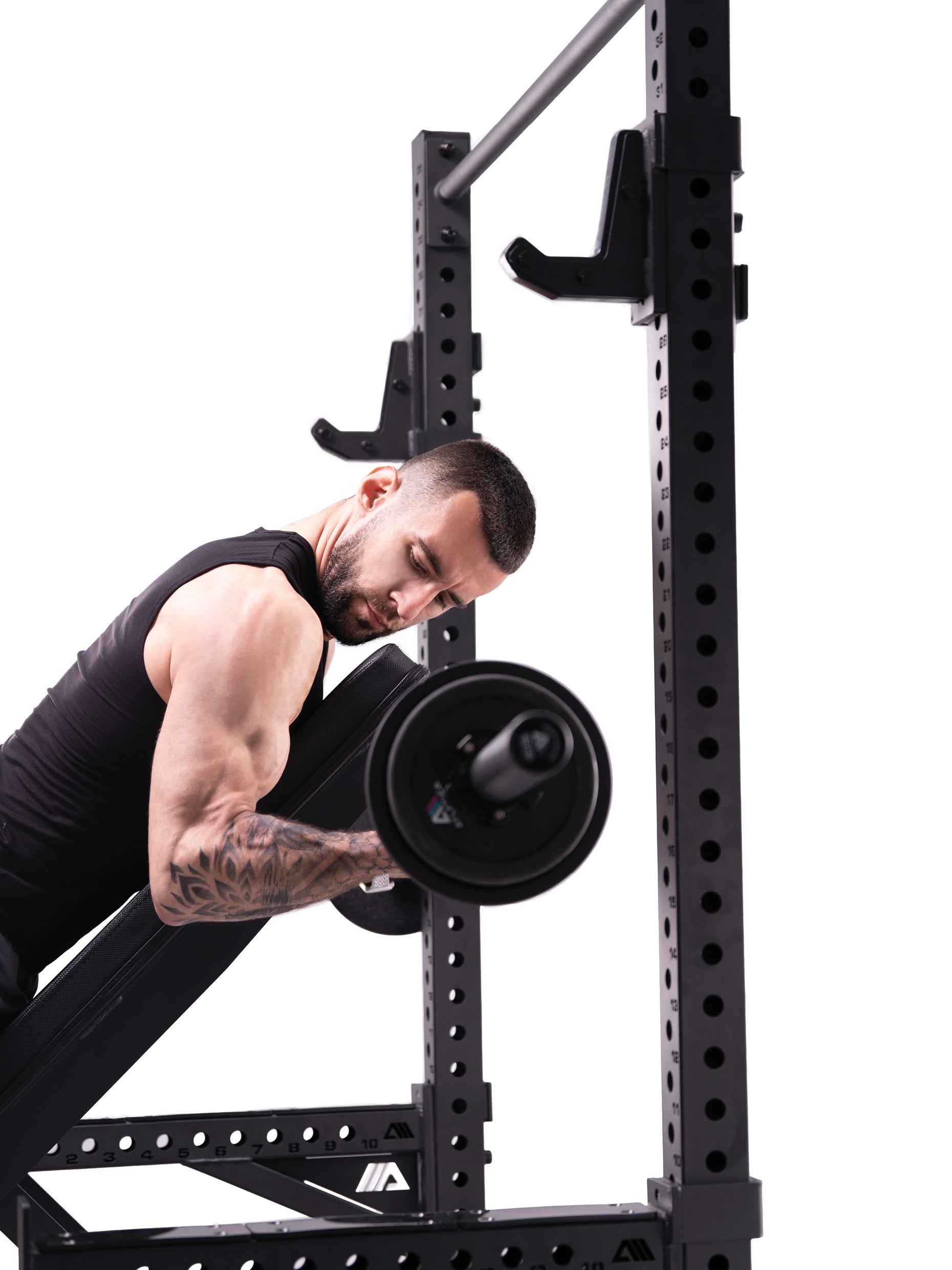 Full Rack, Squat Rack R7 Serie: Spotter Arms, weite J-Hooks inklusive #size_203cm