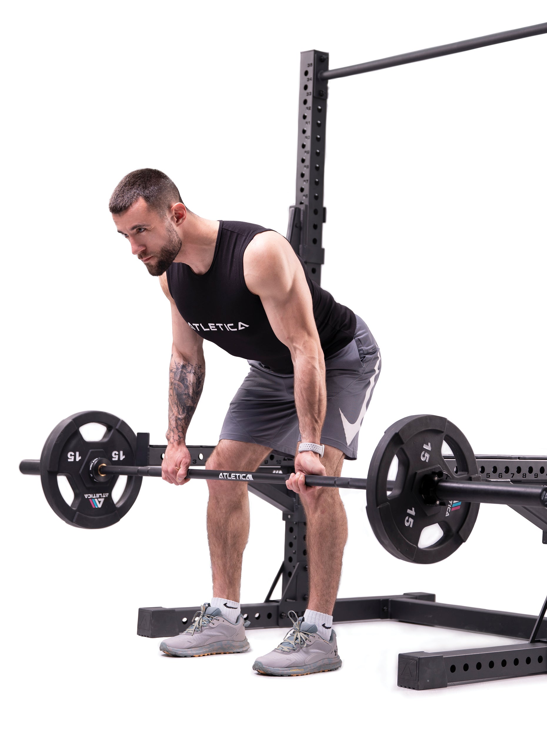 Power Rack, Squat Rack R7: Spotter Arms, weite J-Hooks inklusive #size_203cm