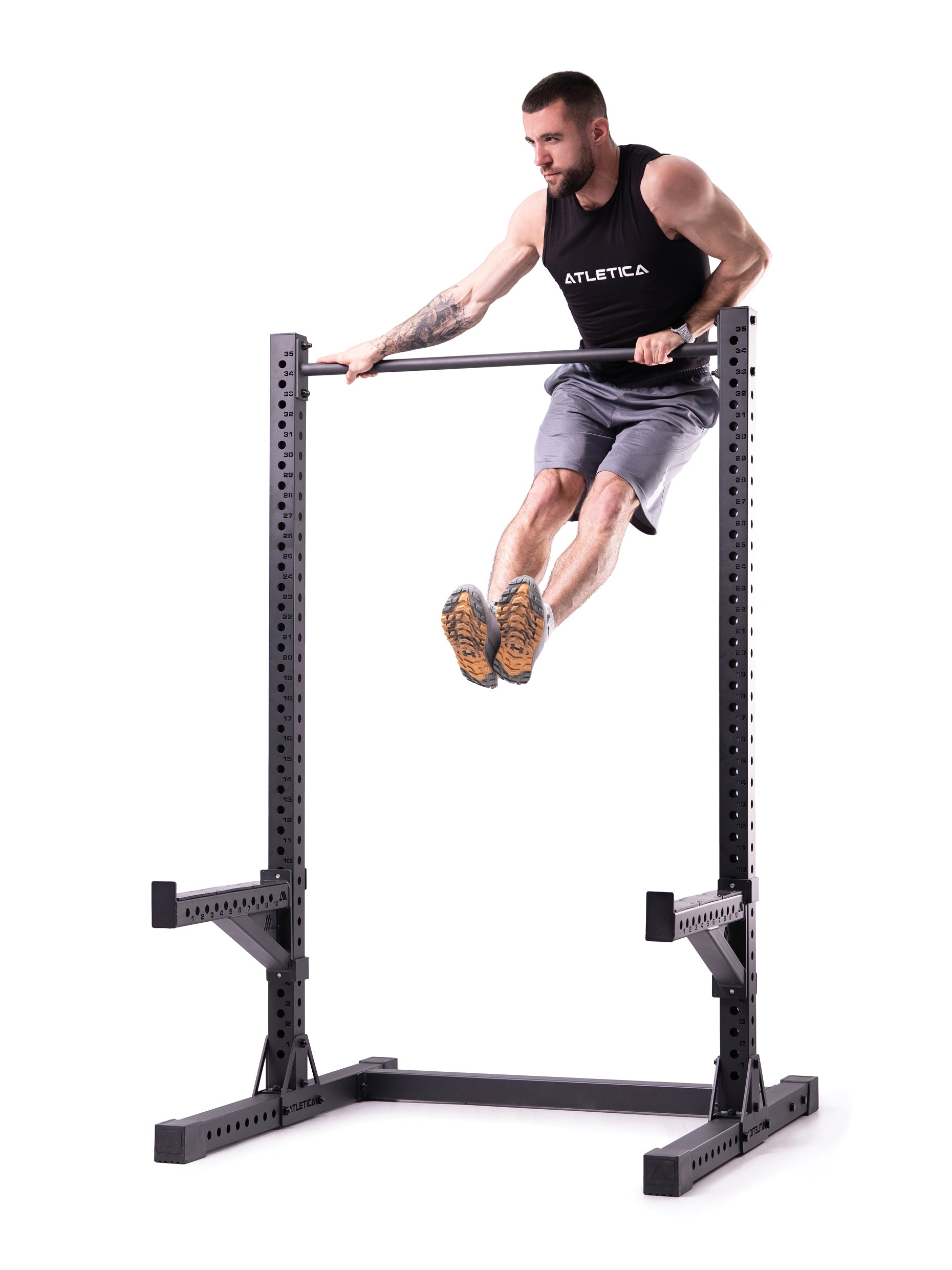 Rack, Squat Rack R7 Serie: In zwei Höhen erhältlich 180cm & 194cm | ideal für Räume mit unterschiedlichen Deckenhöhen | Spotter Arms, weite J-Hooks inklusive #size_203cm