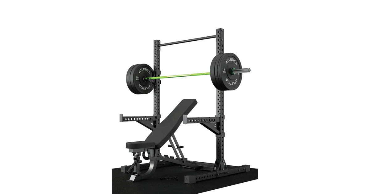 ATLETICA R7 Squat Rack Assault Set | Hantelbank & Langhantel