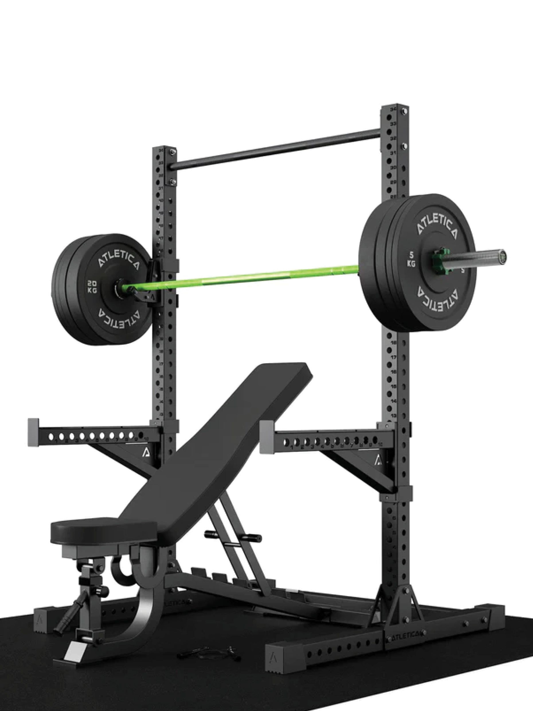 ATLETICA R7 Squat Rack Assault Set | Hantelbank & Langhantel