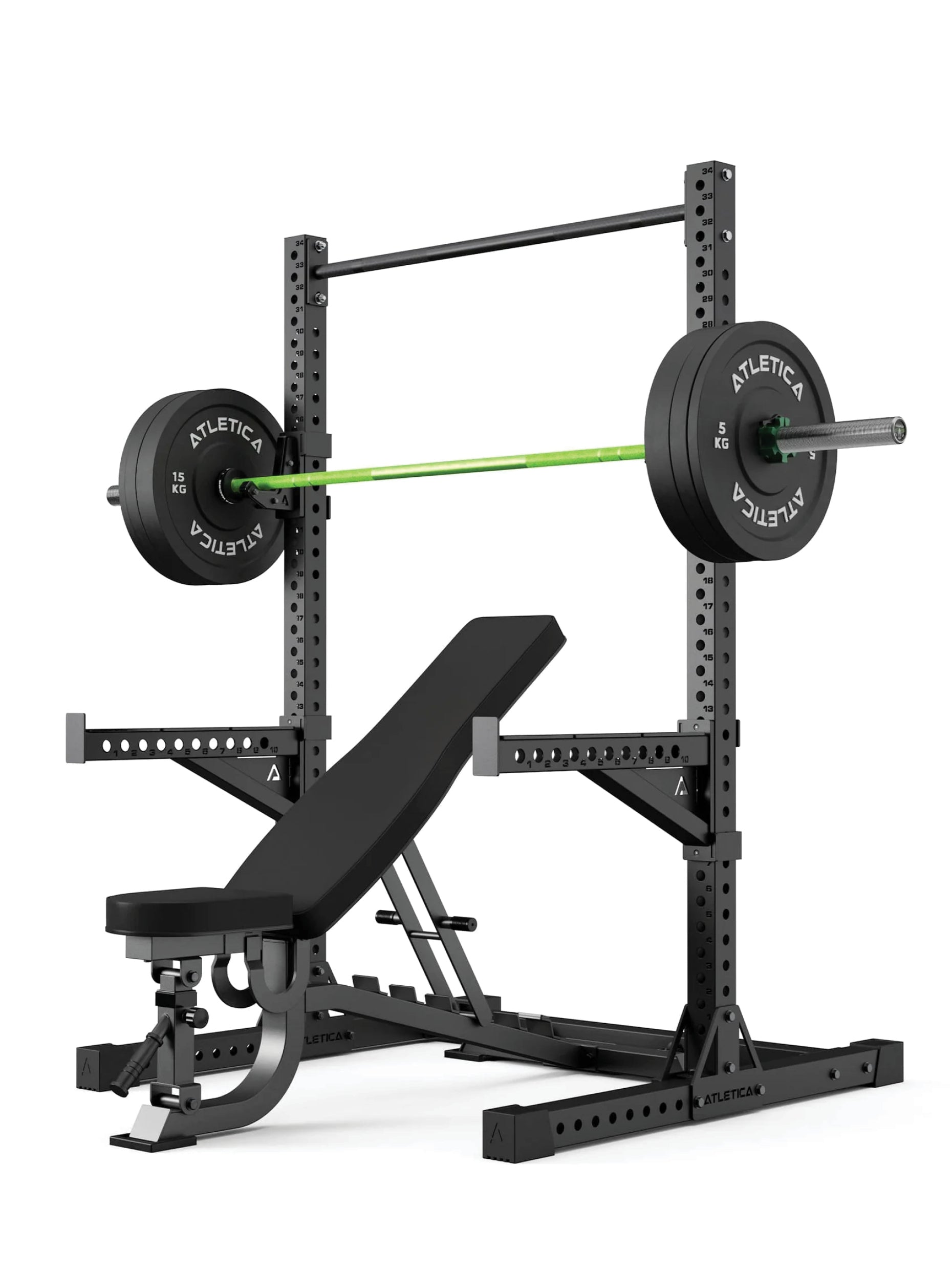 ATLETICA R7 Squat Rack Storm Set | Weight Bench & Barbell