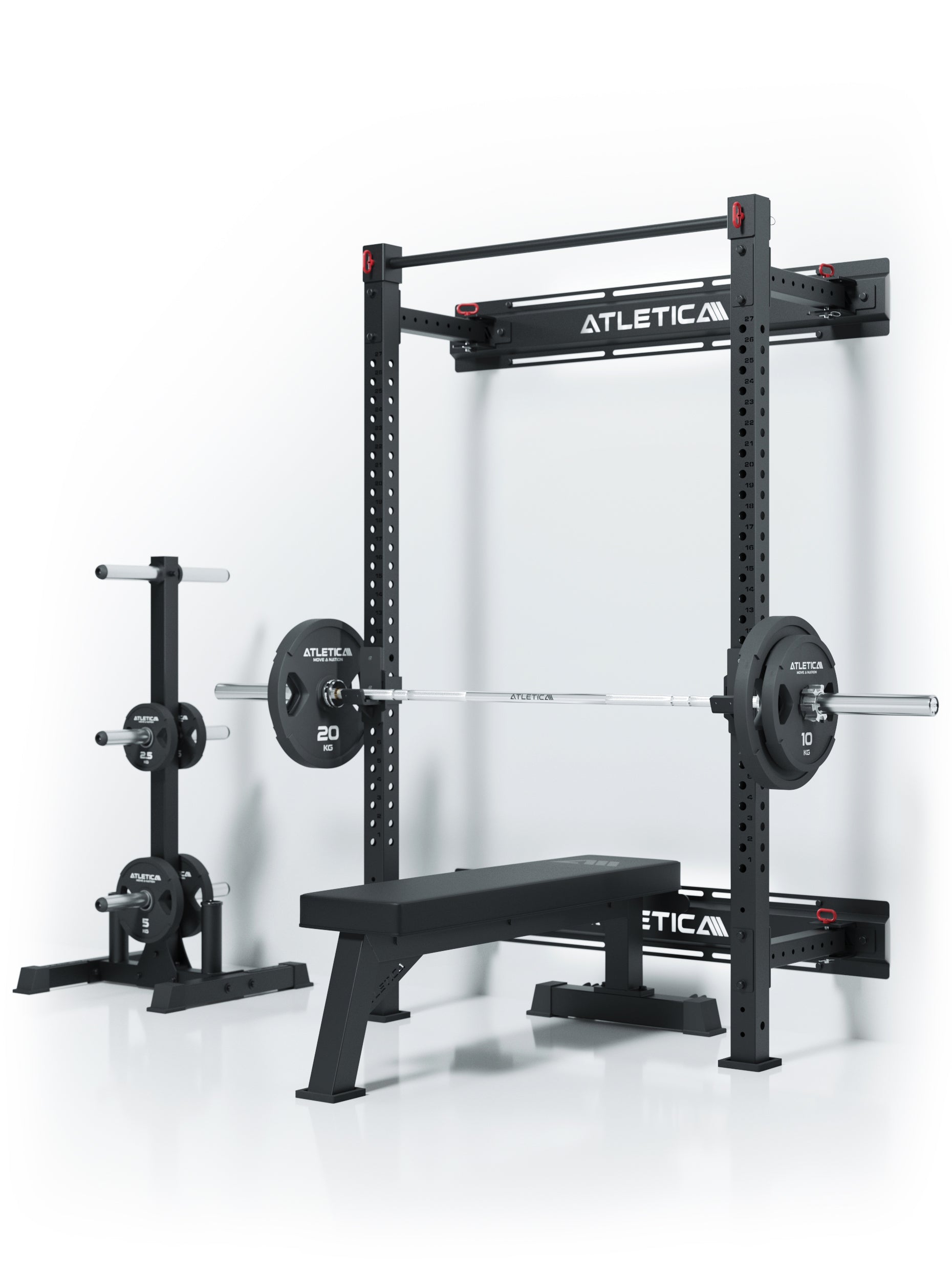 R7 Wall Rack Klappbar: mit Hantelbank und Langhantel, #size_210cm