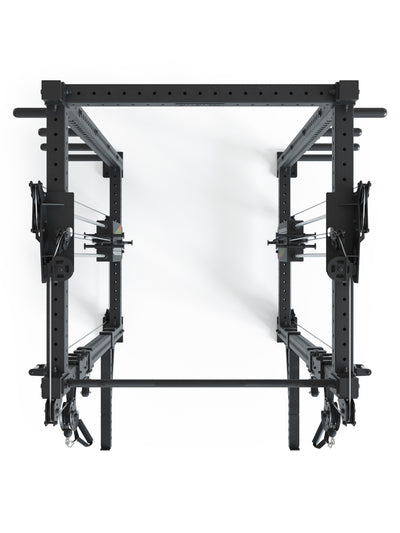 Full Power Rack R8-Bradley Kabelzug Station: Power Rack mit Seilzug und 2x90kg seitlichen Gewichtsblocks | Modular ausbaubar mit Multipresse und Jammer Arms #size_lang