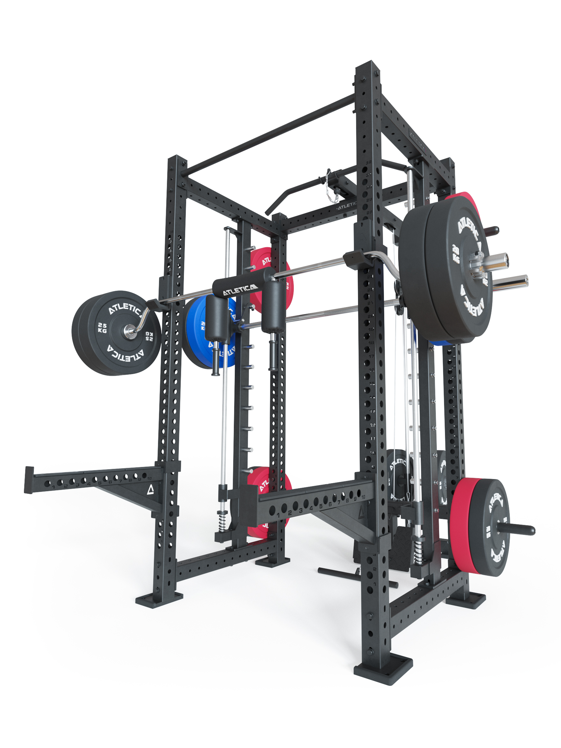 Power Rack R8 SPECTRE Medium  mit Gewichten #variante_inklusive-latzug-plate-loaded-hantelscheiben