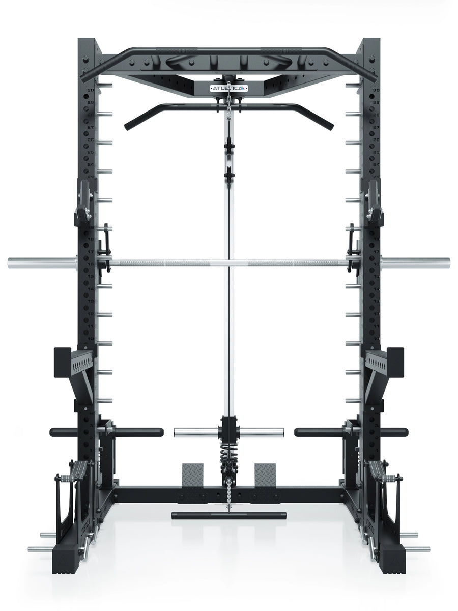 ATLETICA R7 Squat Rack mit Latzug und Multipresse Nemesis 70x70 Uprights R7 Serie #size_203-cm