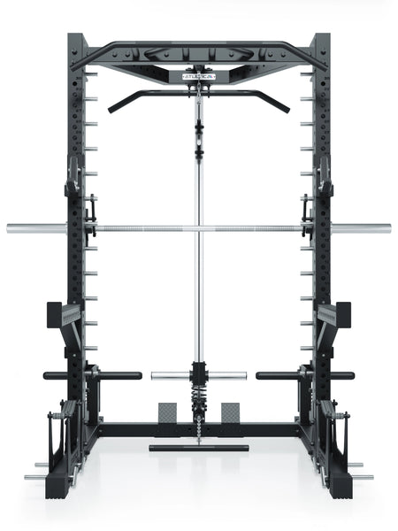 ATLETICA R7 Squat Rack mit Latzug und Multipresse Nemesis 70x70 Uprights R7 Serie #size_203-cm