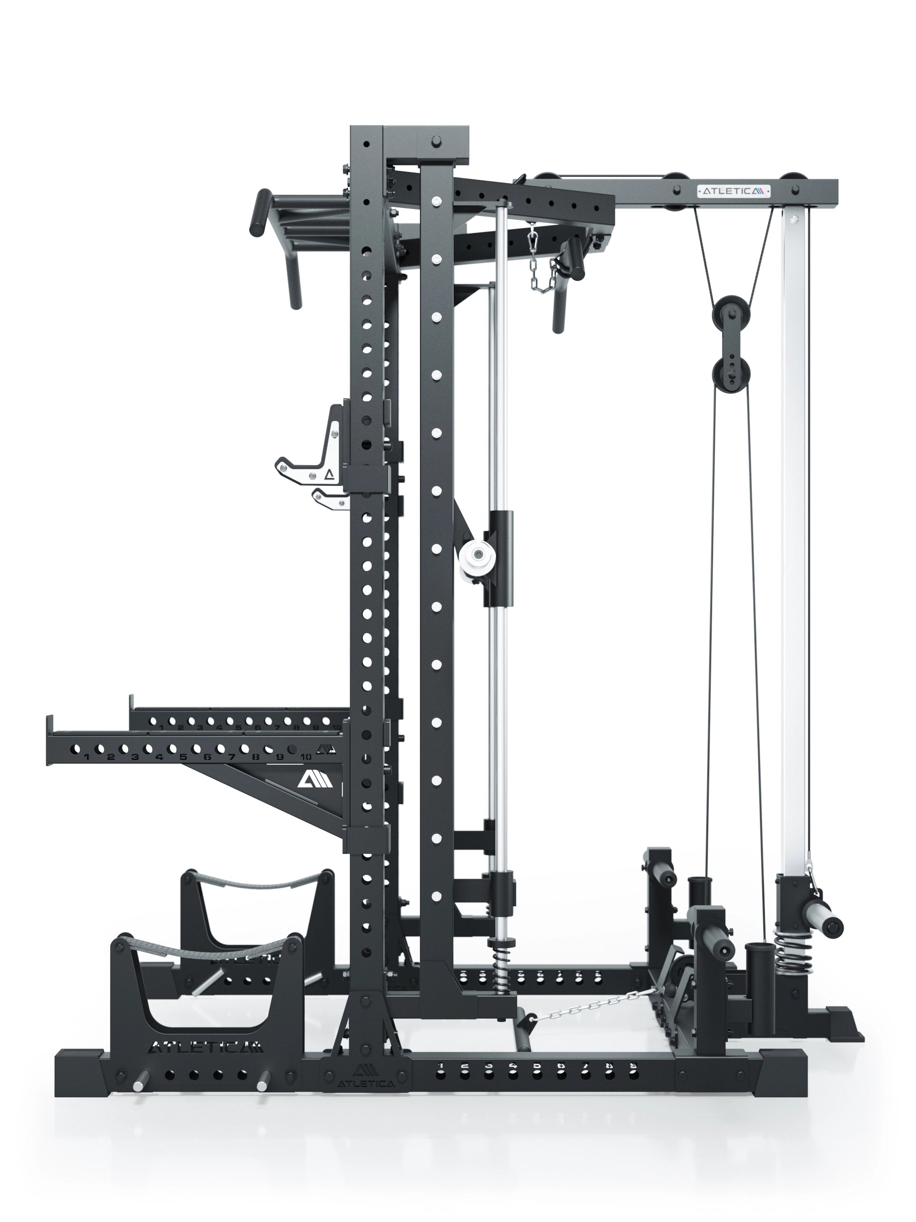 ATLETICA R7 Squat Rack mit Latzug und Multipresse Nemesis 70x70 Uprights R7 Serie #size_203-cm