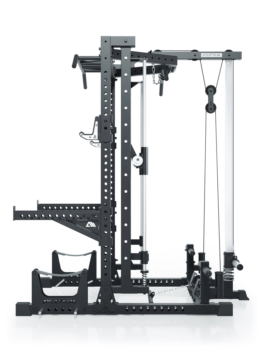 ATLETICA R7 Squat Rack mit Latzug und Multipresse Nemesis 70x70 Uprights R7 Serie #size_203-cm