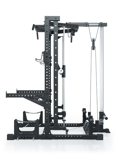 Squat Rack mit Multipresse und Latzug: Optional in zwei Höhen