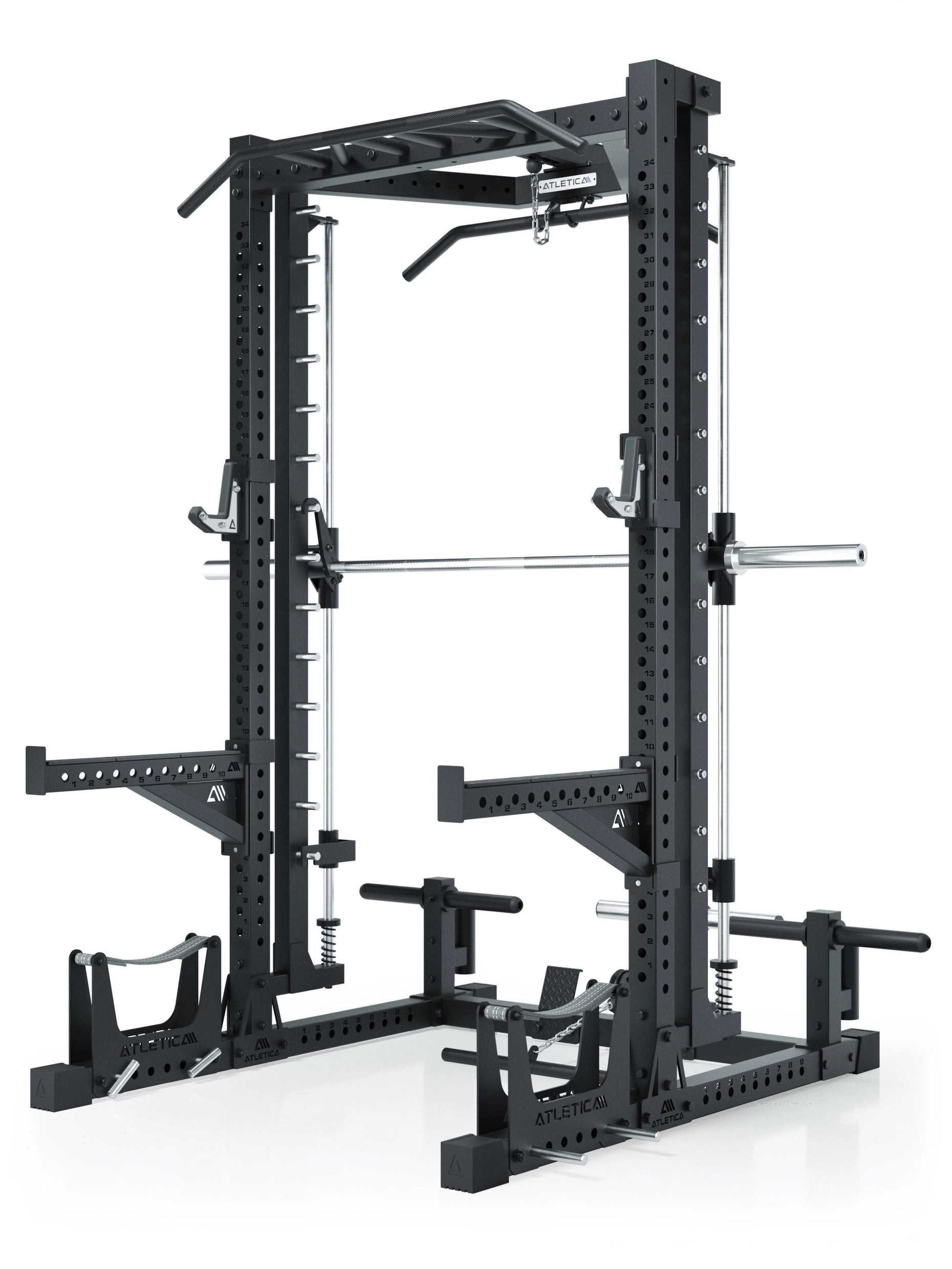 ATLETICA R7 Squat Rack mit Latzug und Multipresse Nemesis 70x70 Uprights R7 Serie #size_223-cm