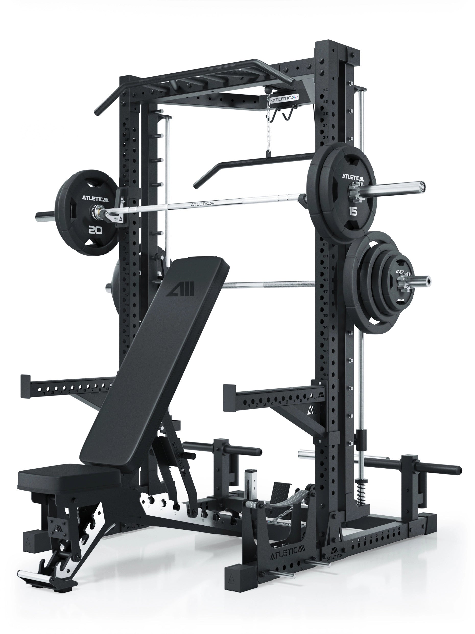 ATLETICA R7 Squat Rack mit Latzug und Multipresse Nemesis 70x70 Uprights R7 Serie #size_223-cm