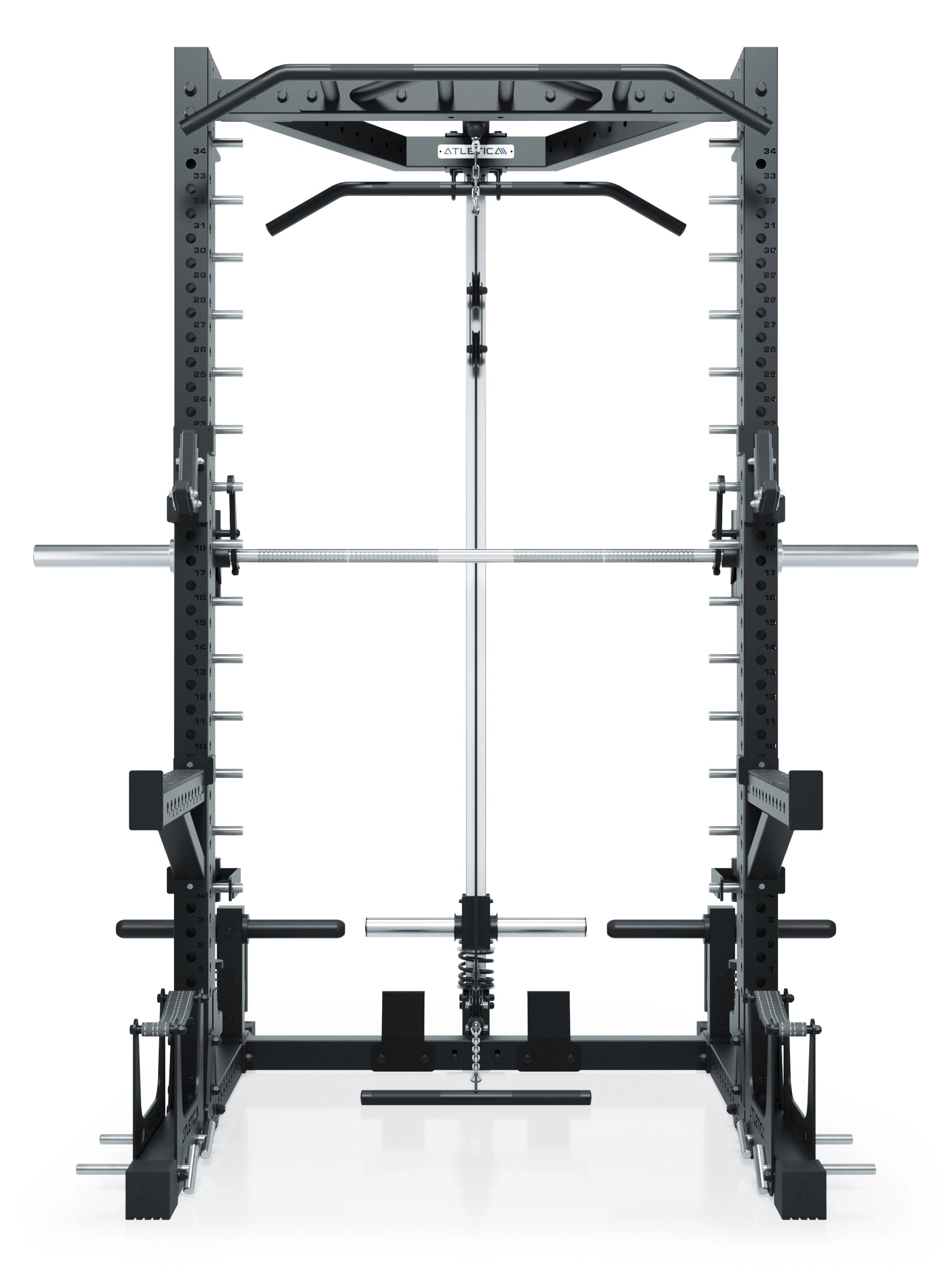 ATLETICA R7 Squat Rack mit Latzug und Multipresse Nemesis 70x70 Uprights R7 Serie #size_223-cm