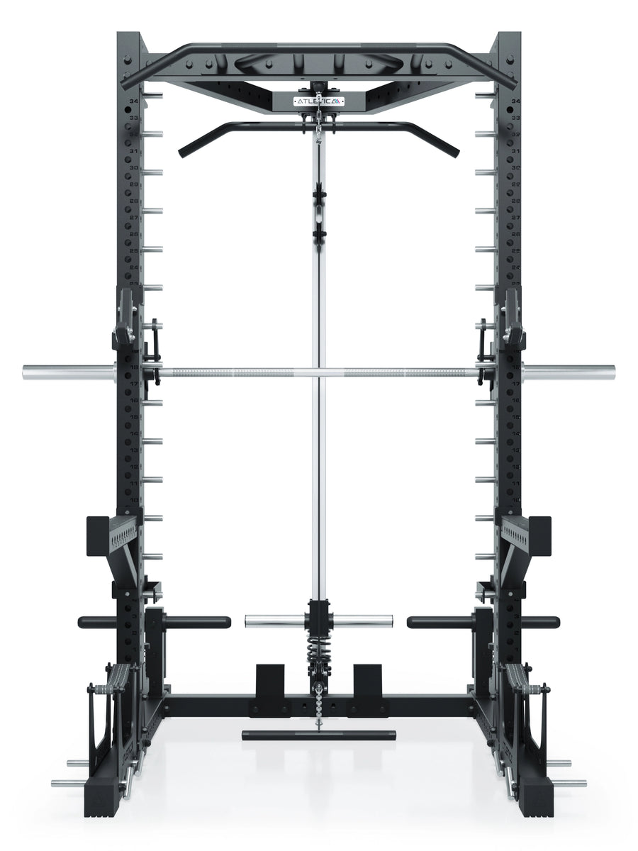 ATLETICA R7 Squat Rack mit Latzug und Multipresse Nemesis 70x70 Uprights R7 Serie #size_223-cm