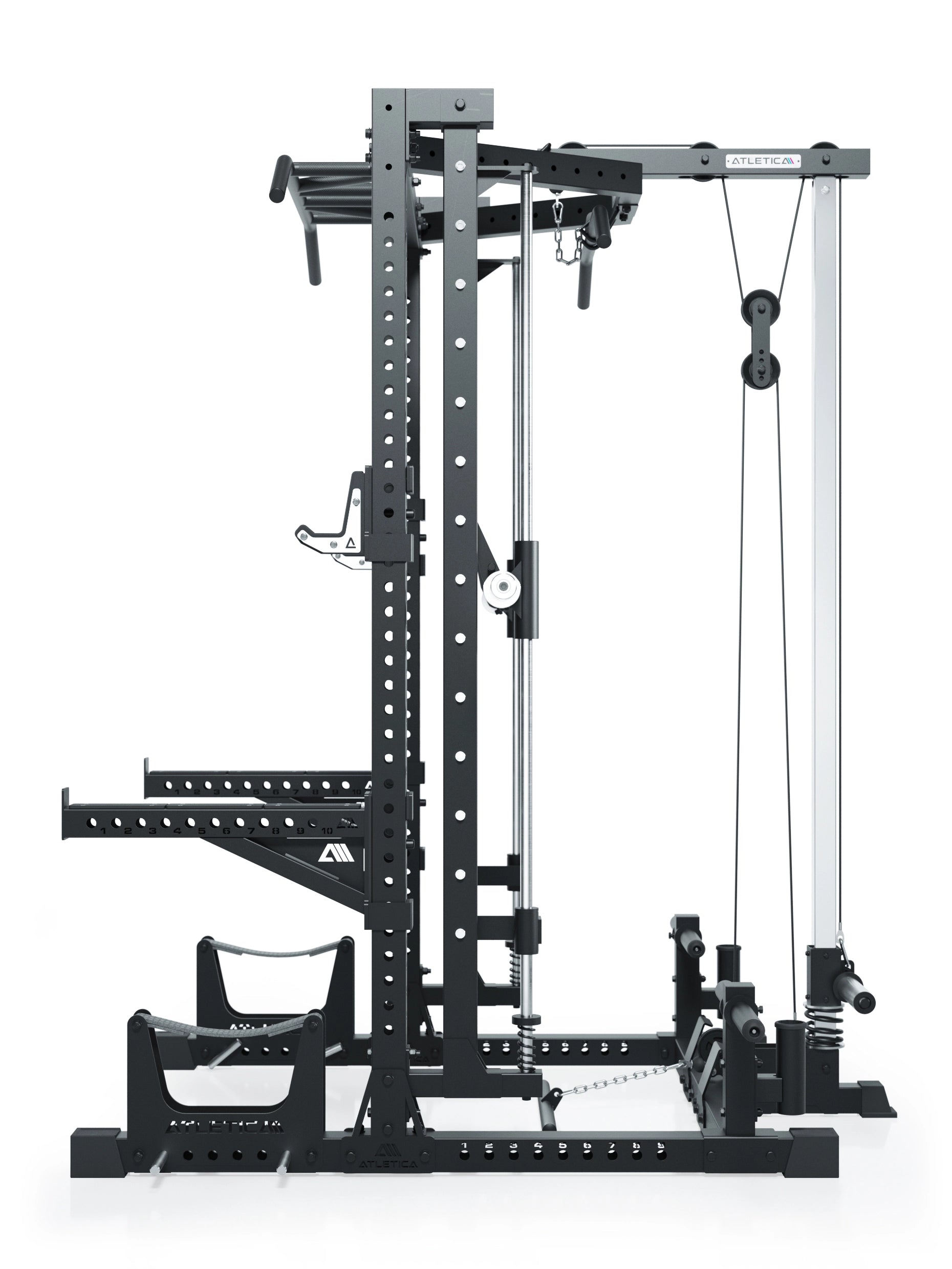 ATLETICA R7 Squat Rack mit Latzug und Multipresse Nemesis 70x70 Uprights R7 Serie #size_223-cm