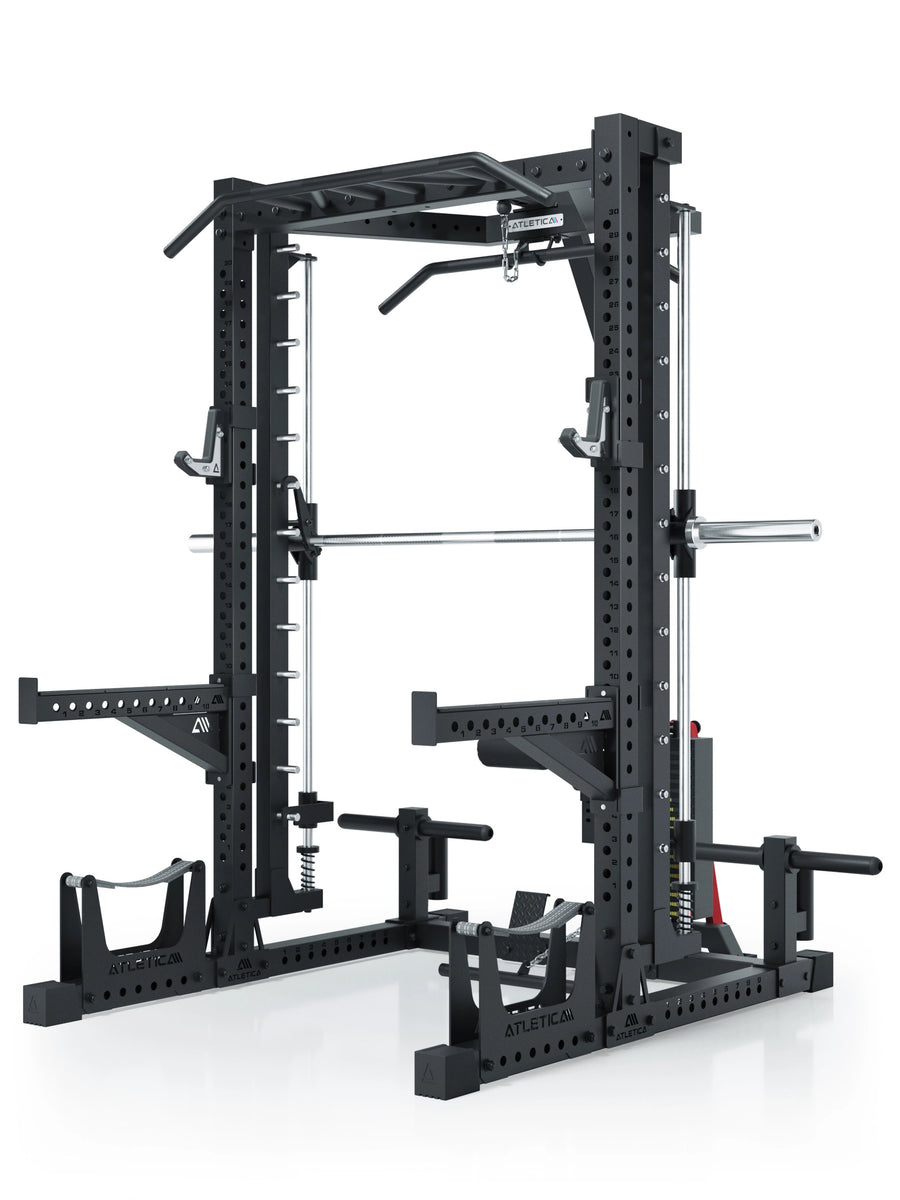 ATLETICA R7 Squat Rack mit Multipresse und 125kg Latzug Nemesis 70x70 Uprights R7 Serie #size_203-cm